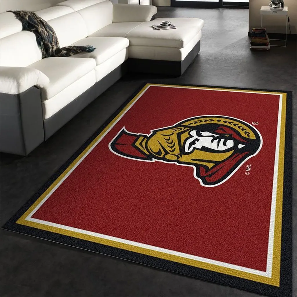 Ottawa Senators Rug - Team Logo Area for Living Room Black and Red