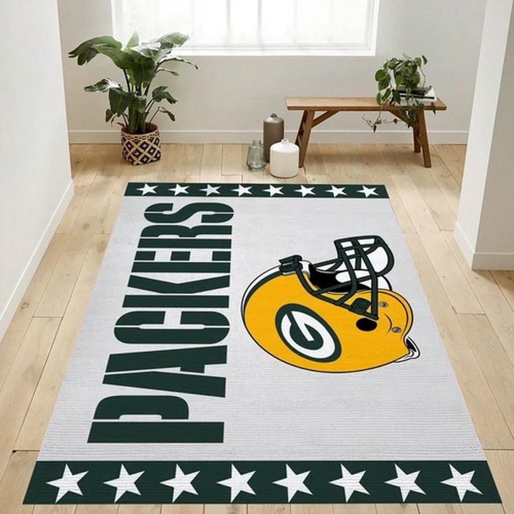 Packers Football Helmet Area Rug for Living Room Decor Maroon and Gray