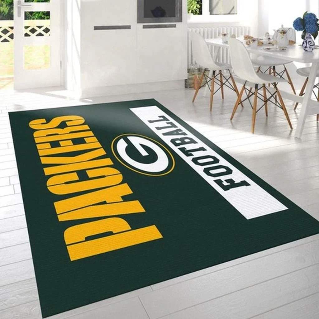 Packers Football Rug Perfect for Living Room Decor Green and Yellow