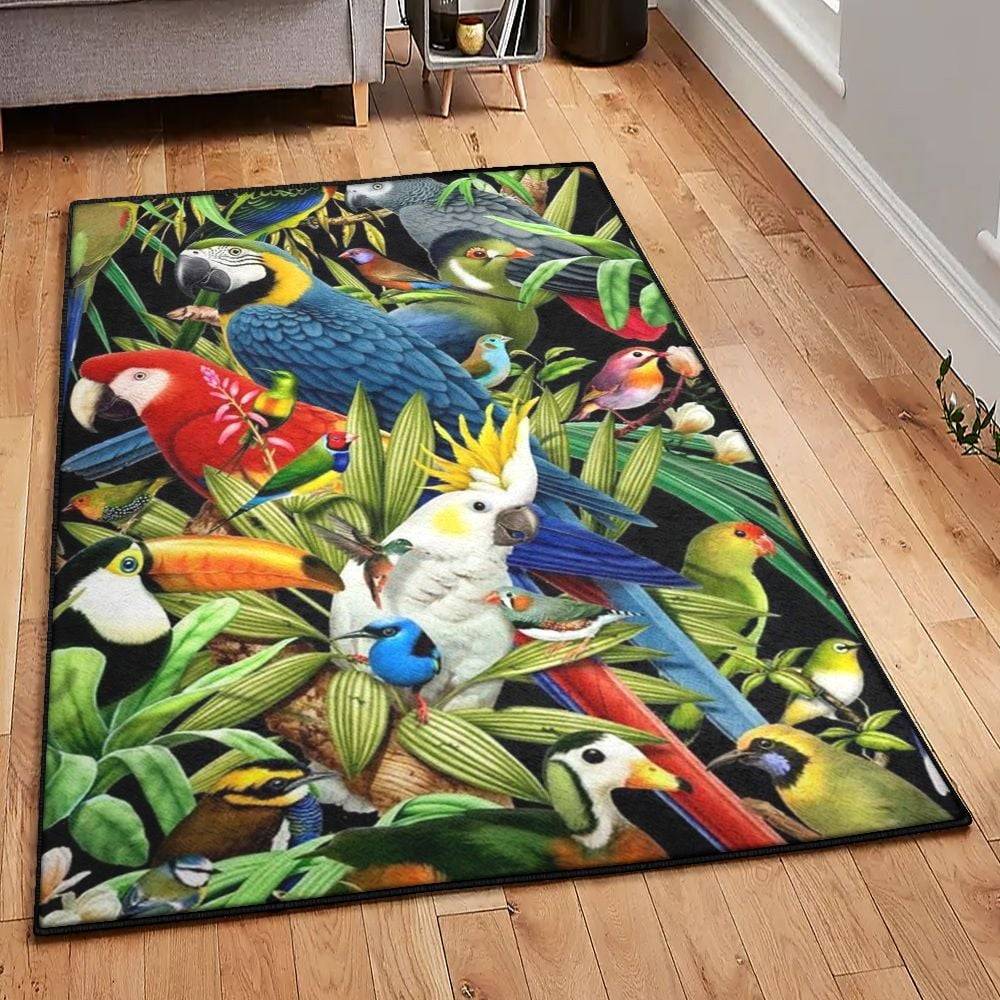 Parrot Art Living Room Rugs, Parrot Tropical Rug