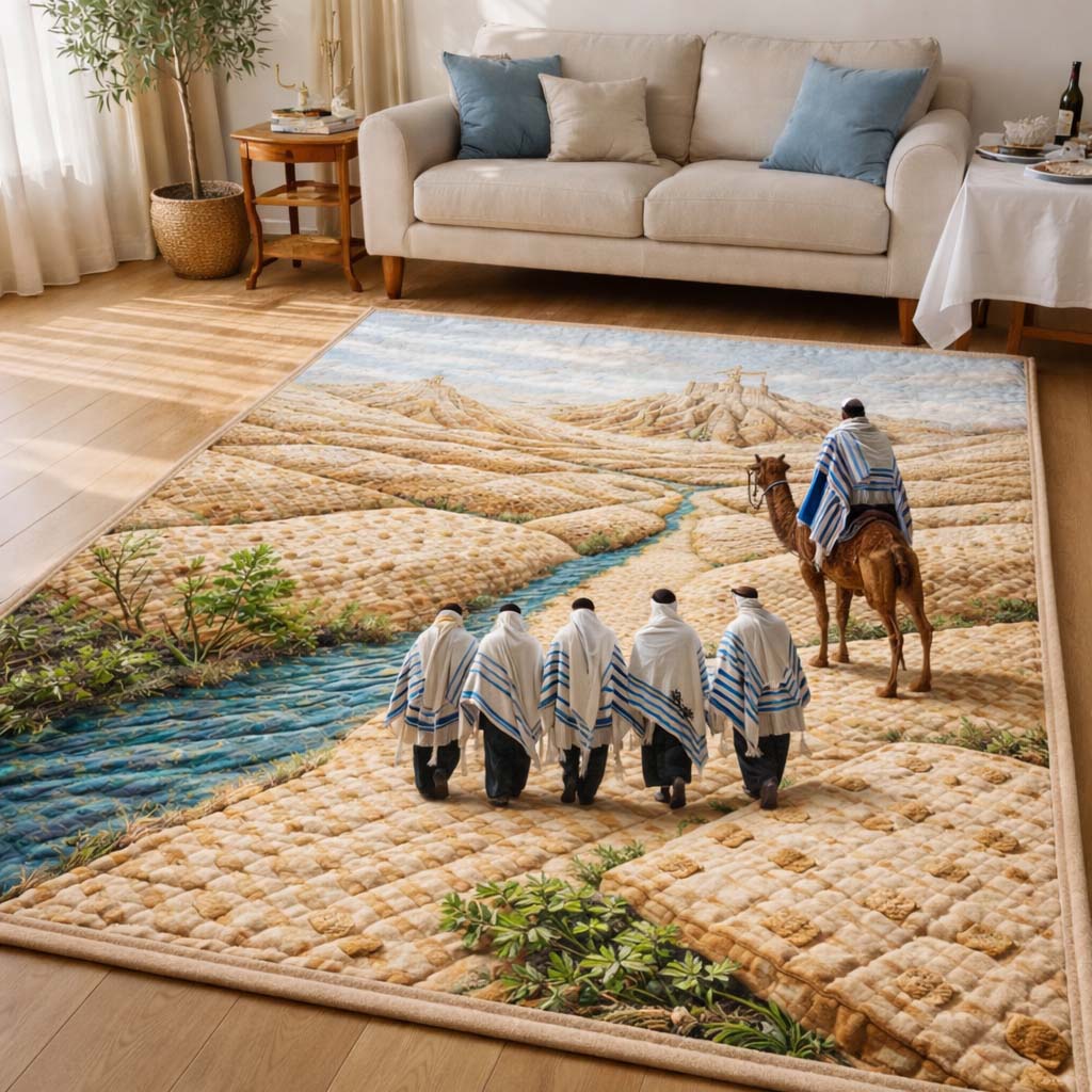 Passover Spirit Area Rug - Non-Slip Washable 3D Print Rug for Living Room & Bedroom (DesignTVC2108193