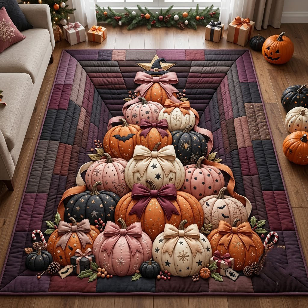 Pastel Pumpkin Bow Stack Area Rug - Non-Slip Washable 3D Print Rug for Living Room & BedroomTVC210857