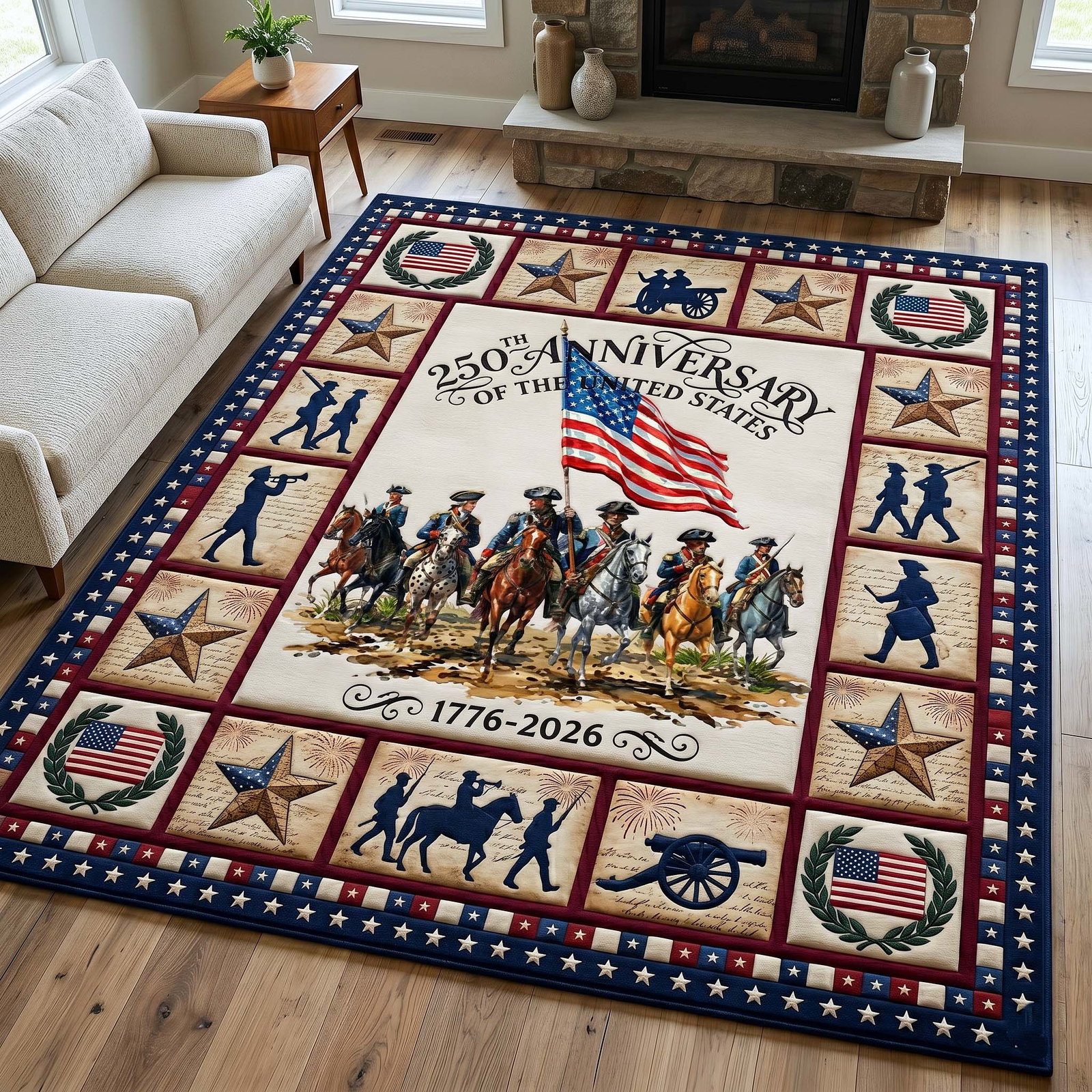 Patriot Legacy Area Rug - Non-Slip Washable 3D Print Rug for Living Room & Bedroom (DesignTVC2108192