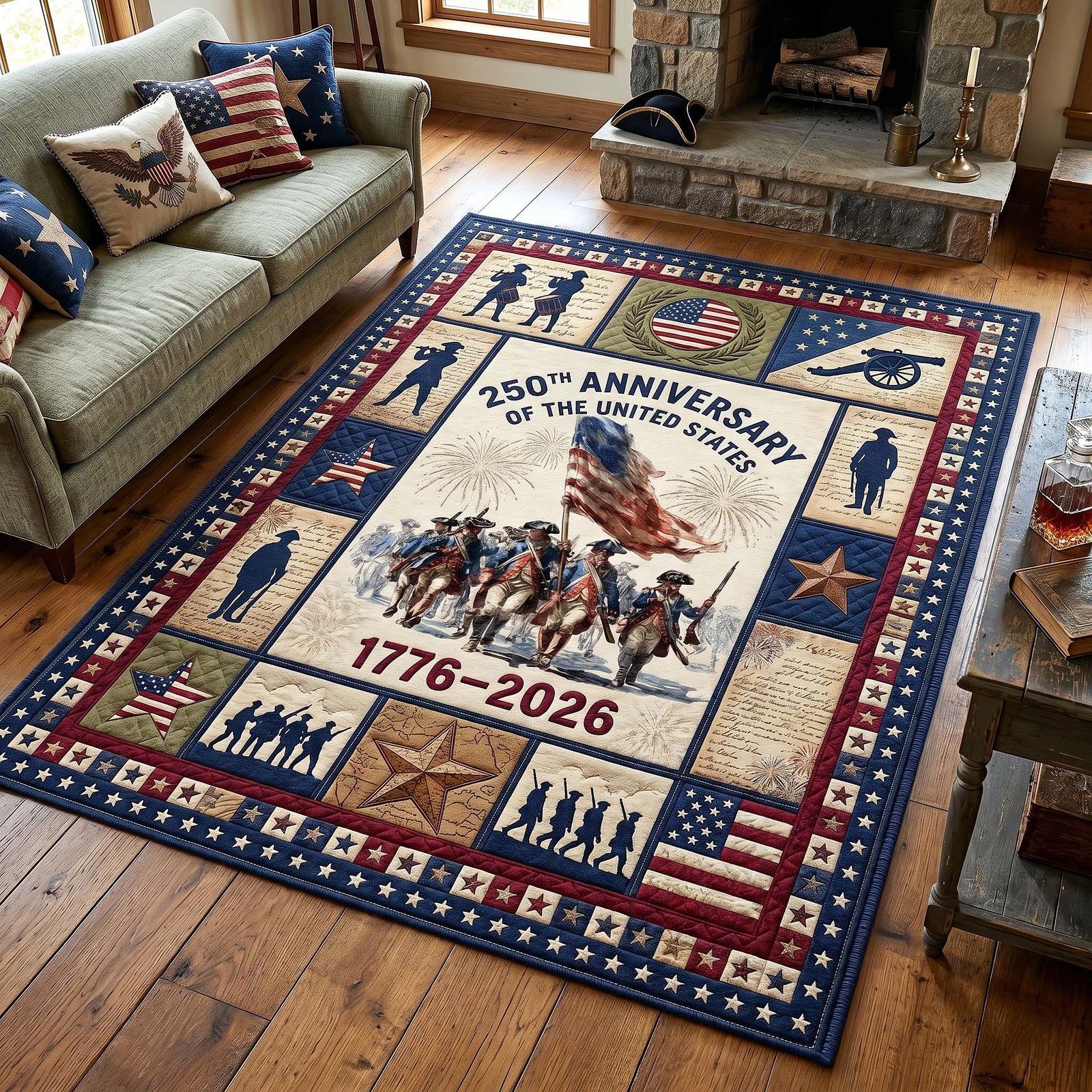 Patriot Legacy Area Rug - Non-Slip Washable 3D Print Rug for Living Room & BedroomTVC2108157