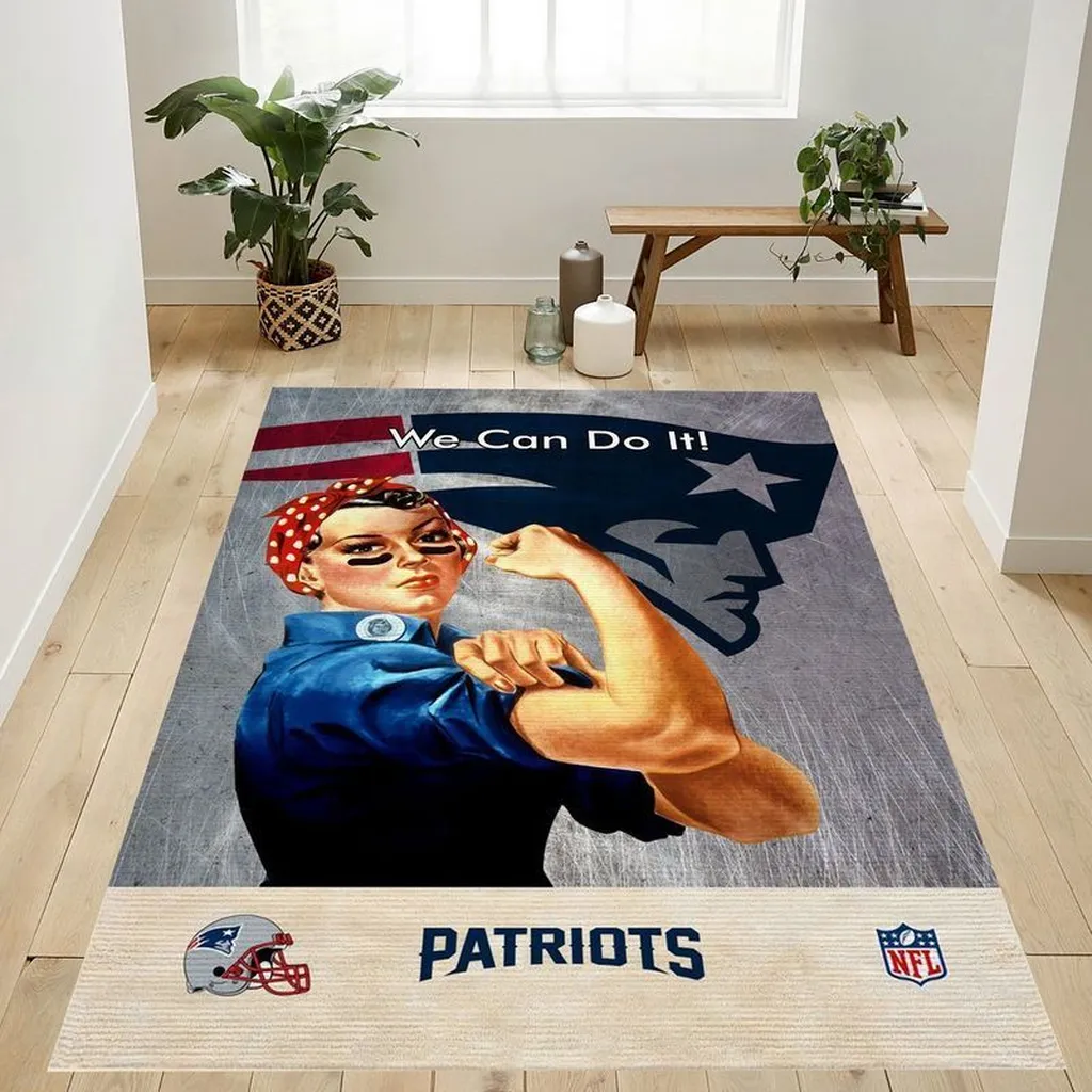 Patriots Area Mat Durable Home Decor Carpet Rug Beige and Blue