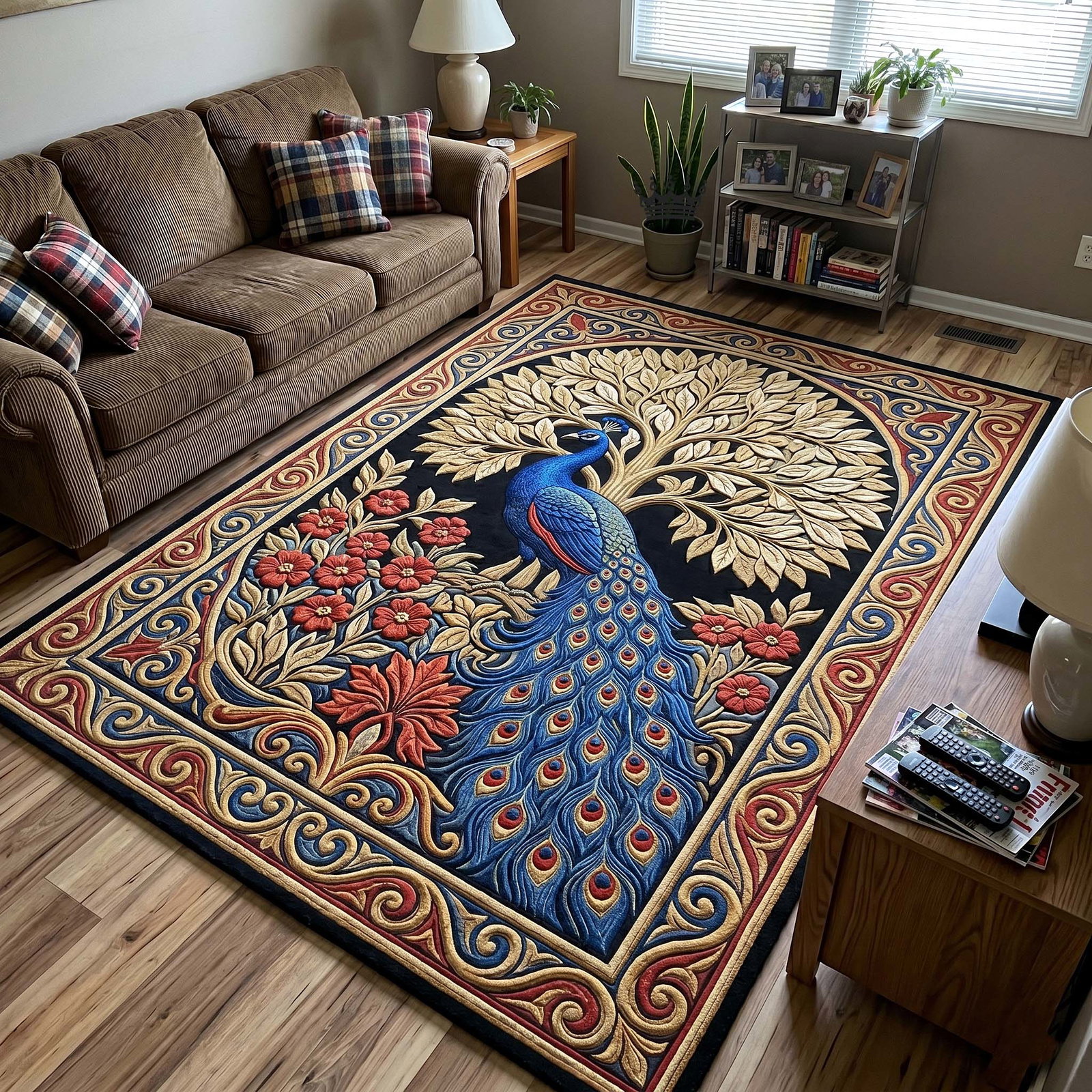Peacock Majesty Area Rug - Non-Slip Washable 3D Print Rug for Living Room & BedroomTVC2108157