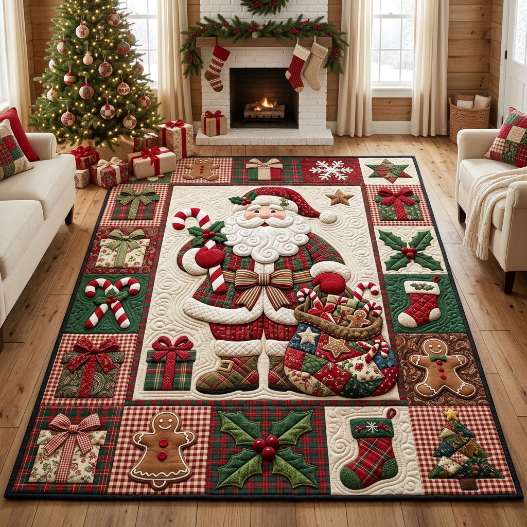 Peppermint Gift Sack Santa Area Rug - Non-Slip Washable 3D Print Rug for Living Room & BedroomTVC210862