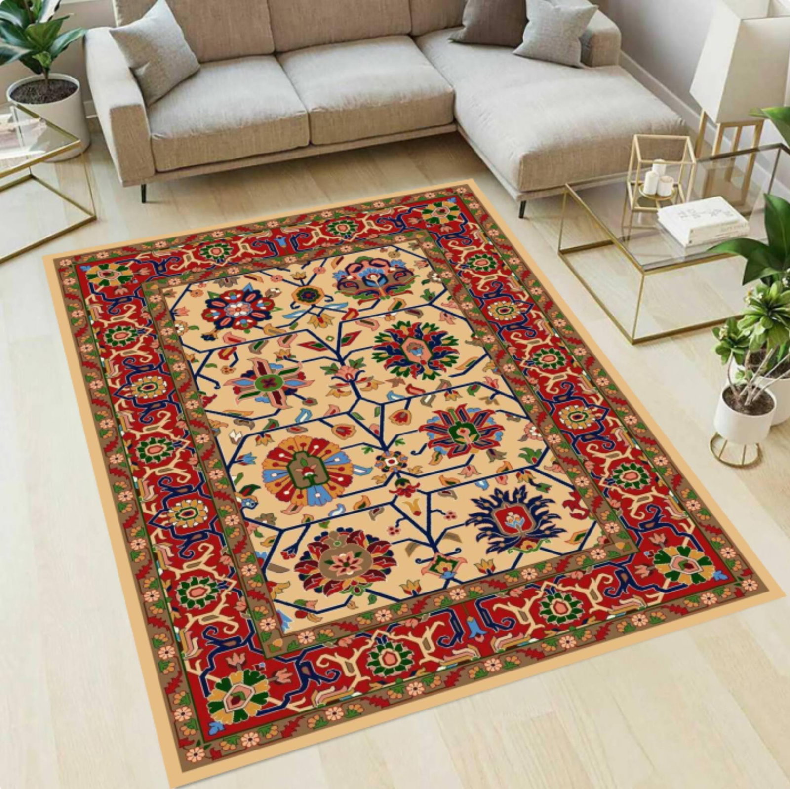 Persian Area Rug, Vintage Floral Medallion DesignTVC1708393