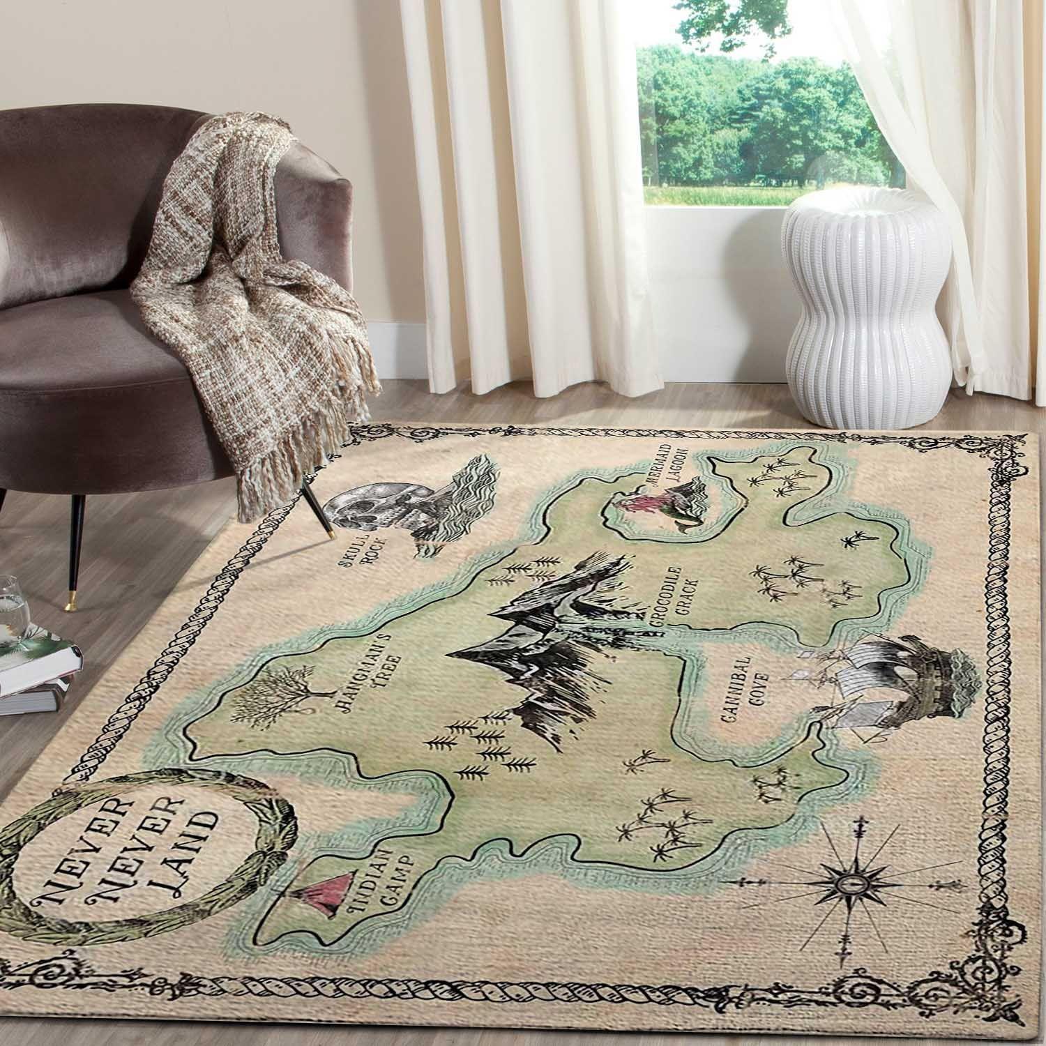 Peter Pan Area Rugs Neverland Map Living Room Carpet Disney Inspired Rug