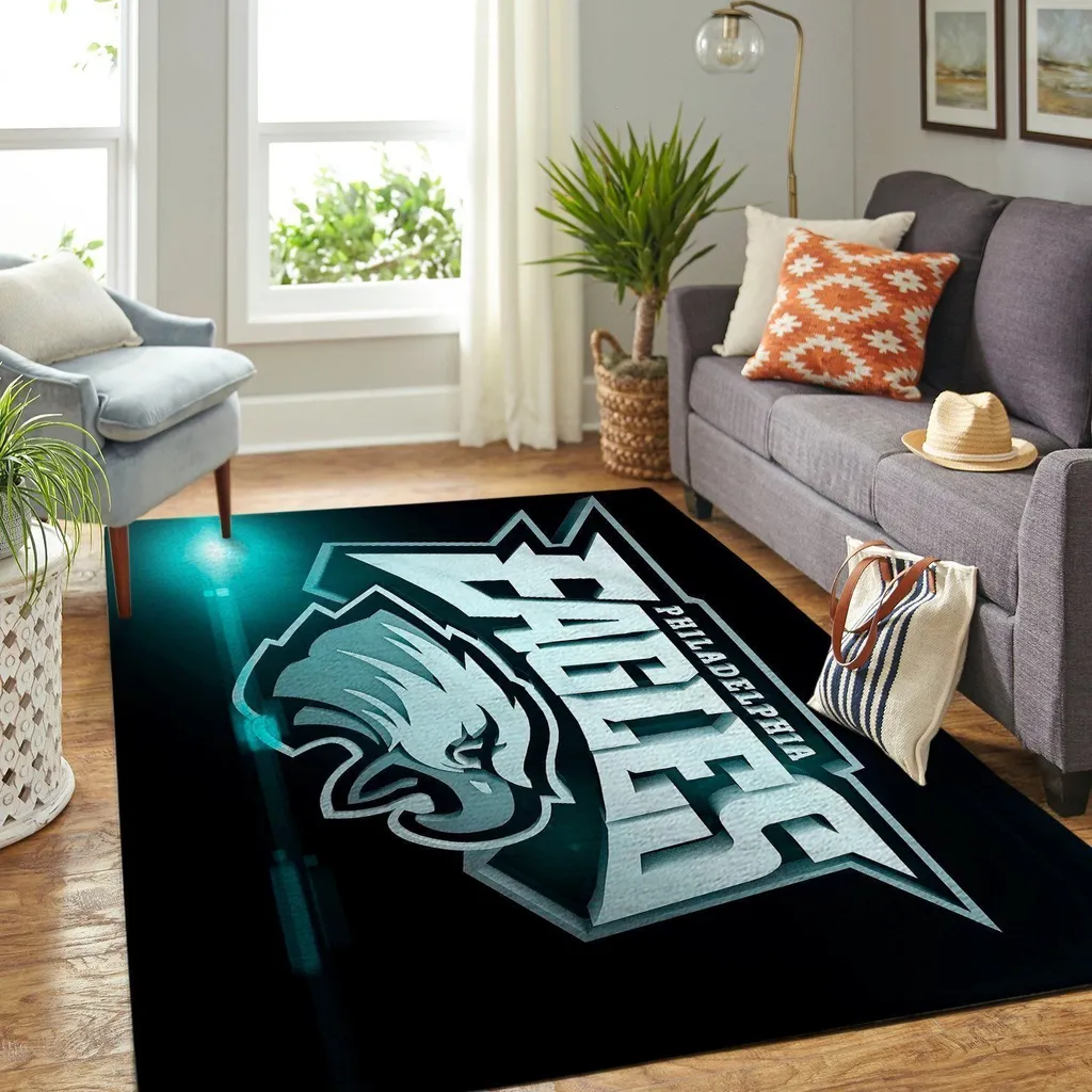 Philadelphia Eagles Rug - Admit One Ticket Style Fan Black and Green