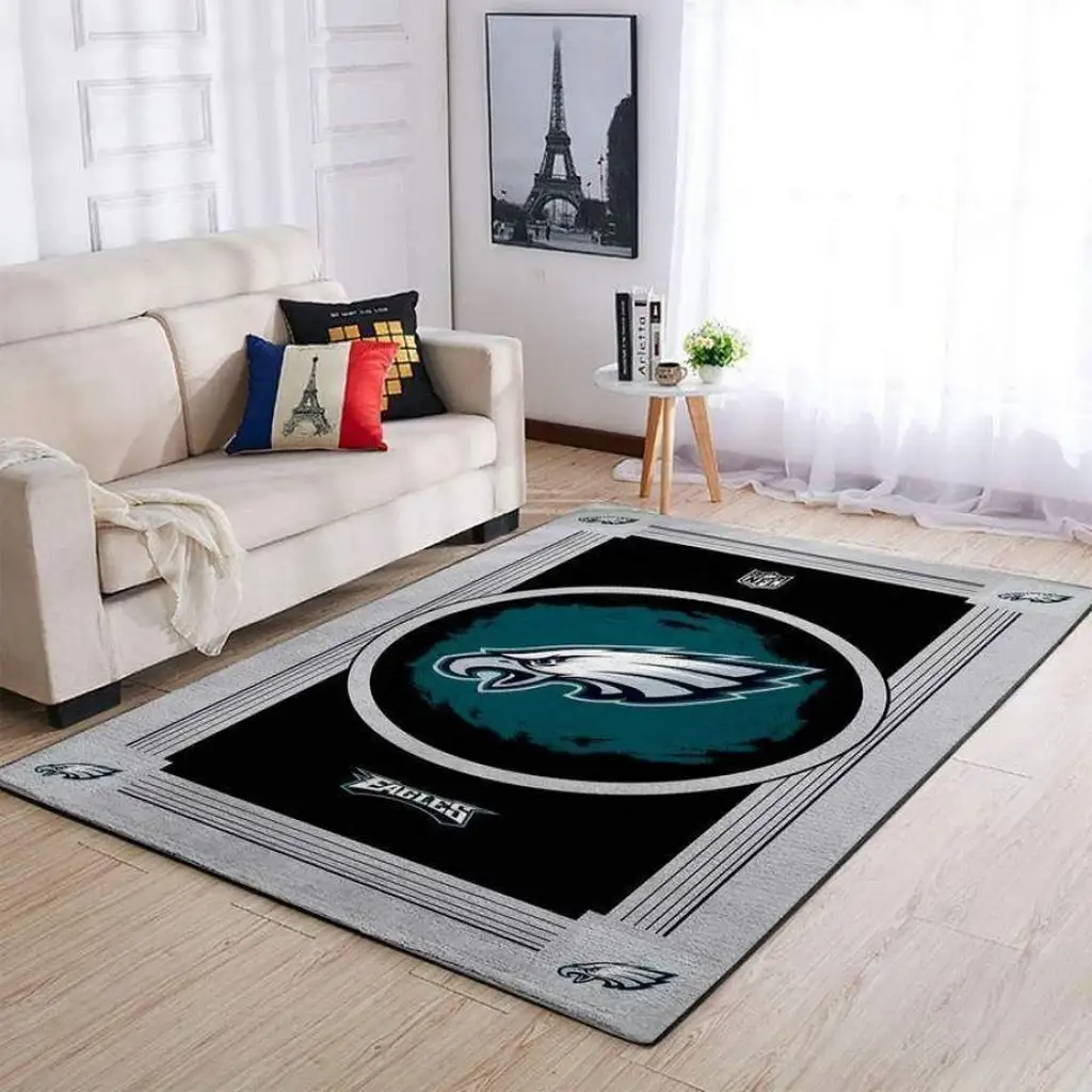 Philadelphia Eagles Rug - Area Living Room Floor Decor Black and Gray
