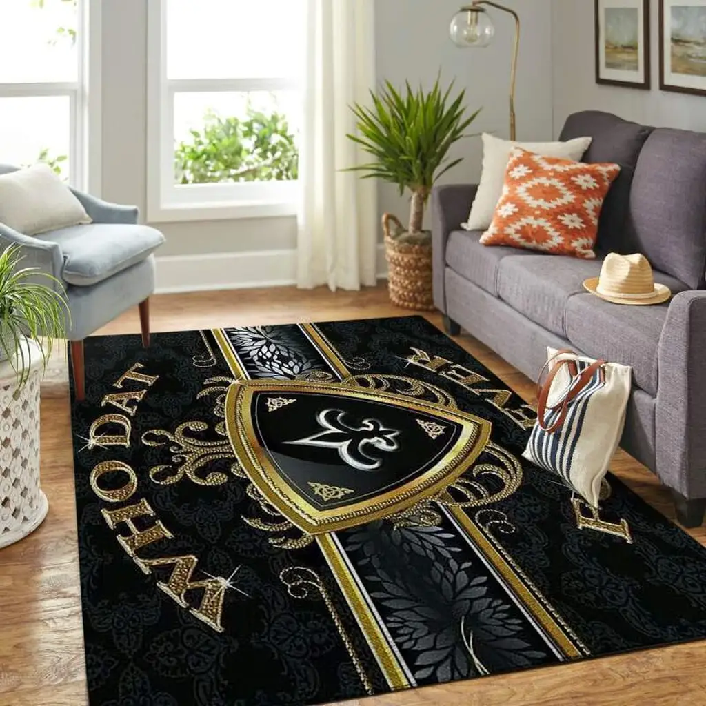 Philadelphia Eagles Rug - Football Field for Home Decor Black and Gold
