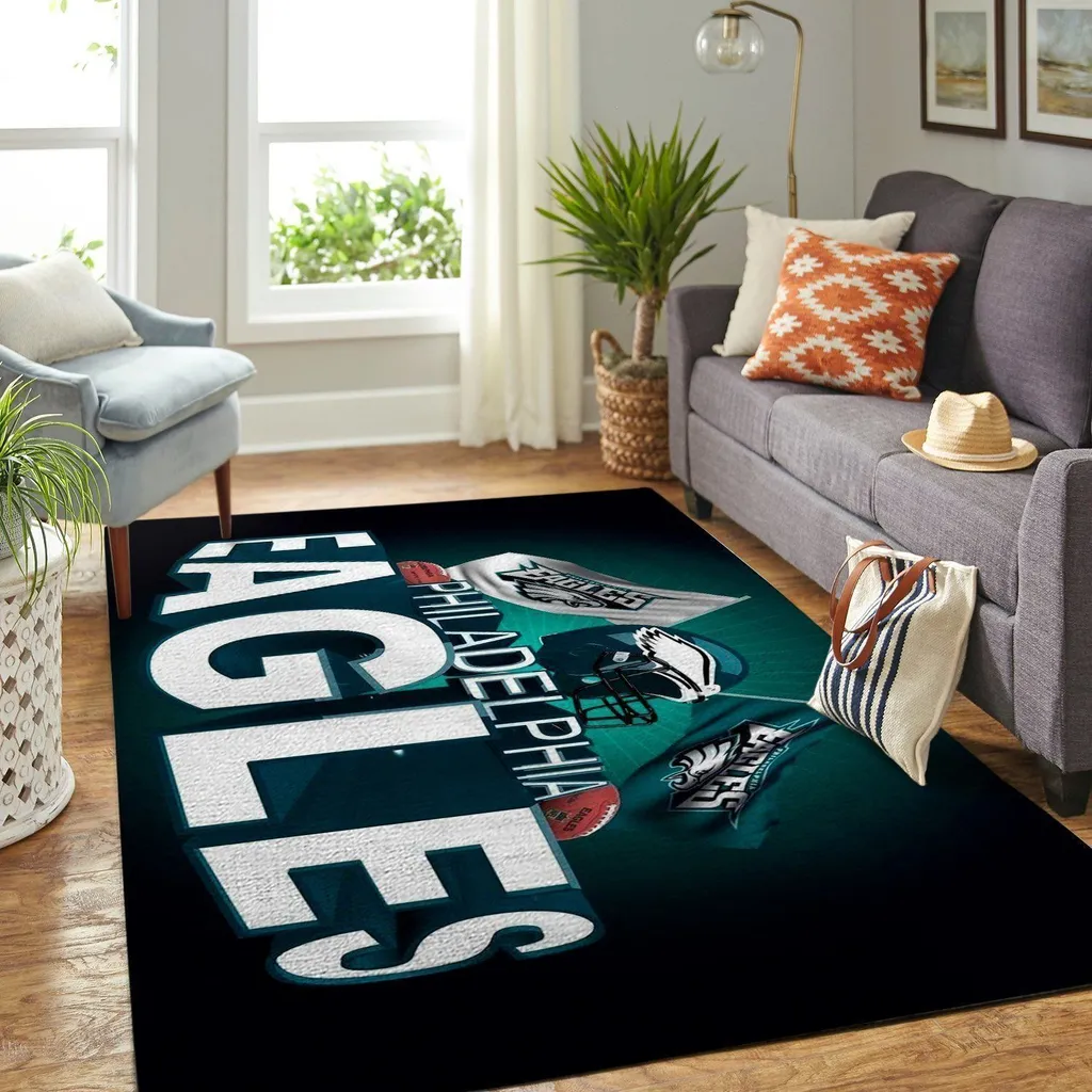 Philadelphia Eagles Rug - NFL Area for Living Room Decor Green and White