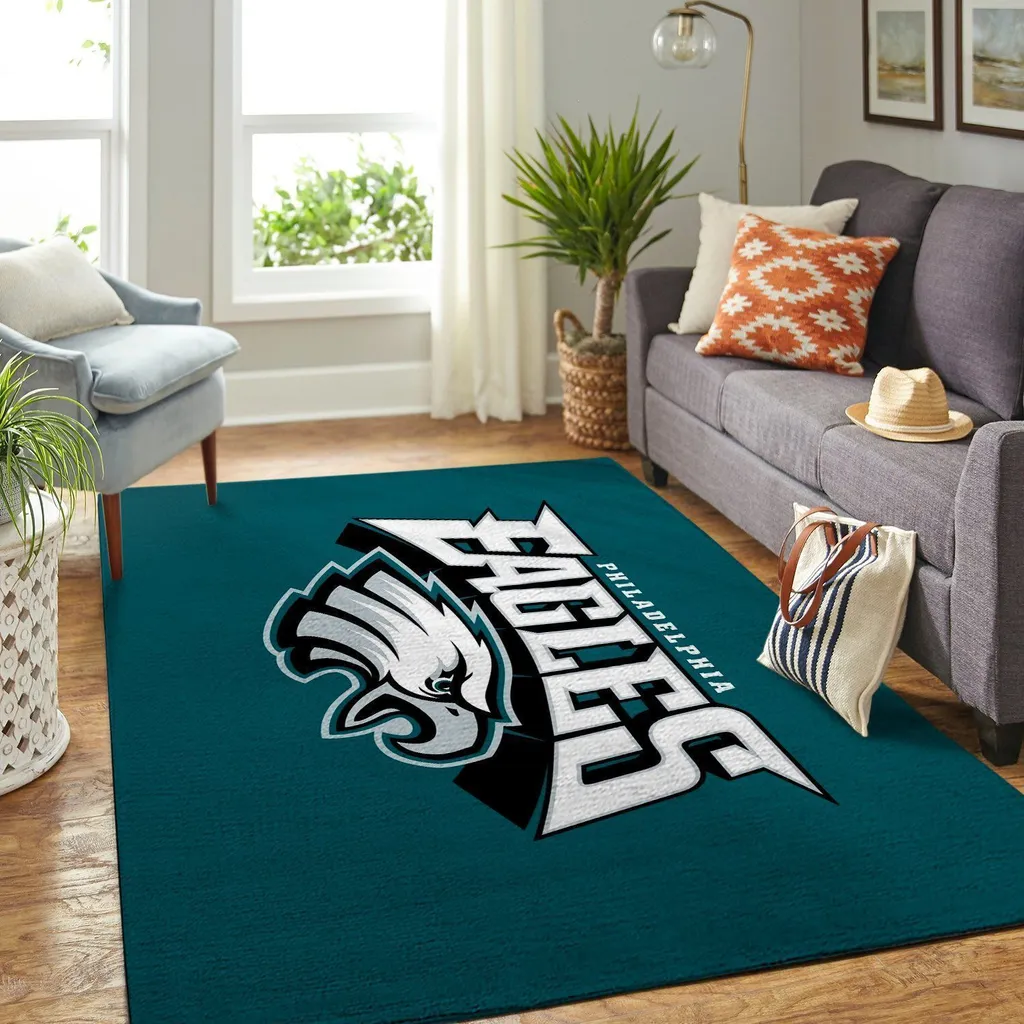 Philadelphia Eagles Rug - NFL Team Logo Area for Living Room Green and White