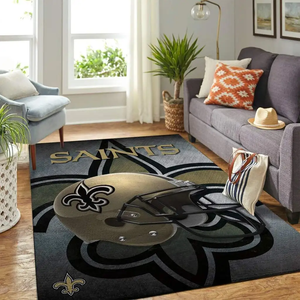 Philadelphia Eagles Rug - Wooden Style Area for Living Room Black and Gold