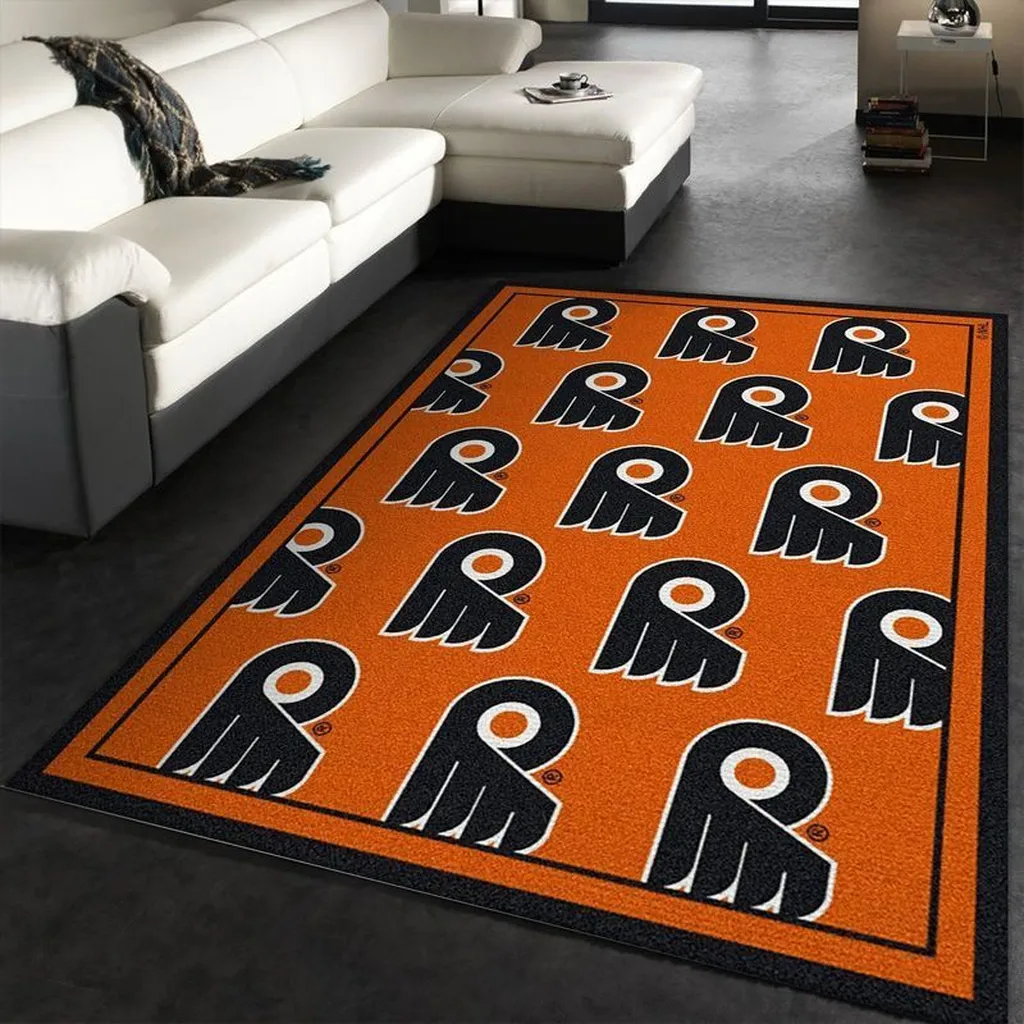 Philadelphia Flyers Rug - Area Decorative Home Carpet Black and Orange