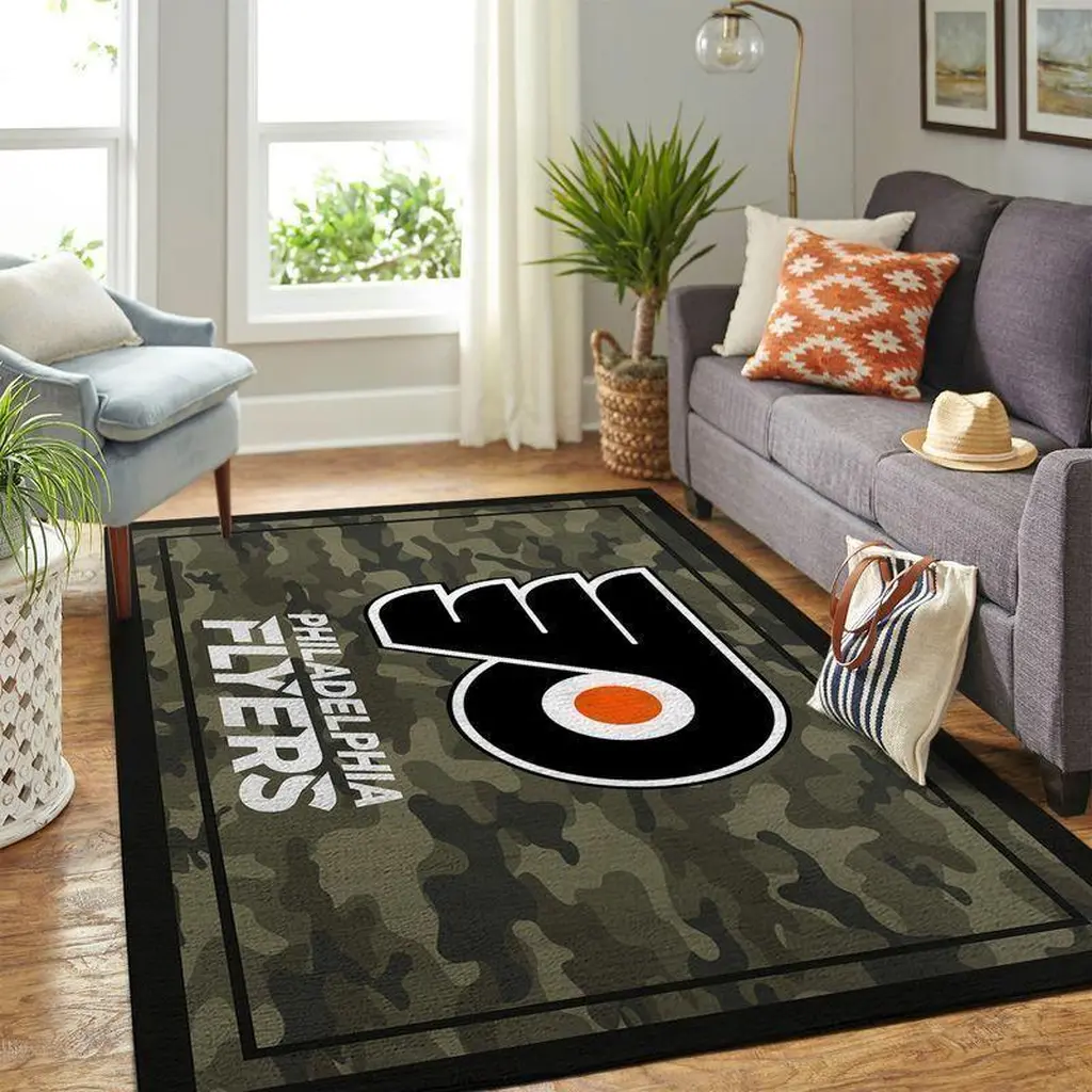 Philadelphia Flyers Rug - Camo Area Perfect for Home Decor Black and Green