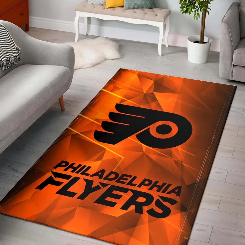 Philadelphia Flyers Rug - Fan Hockey Decor Carpet Black and Orange