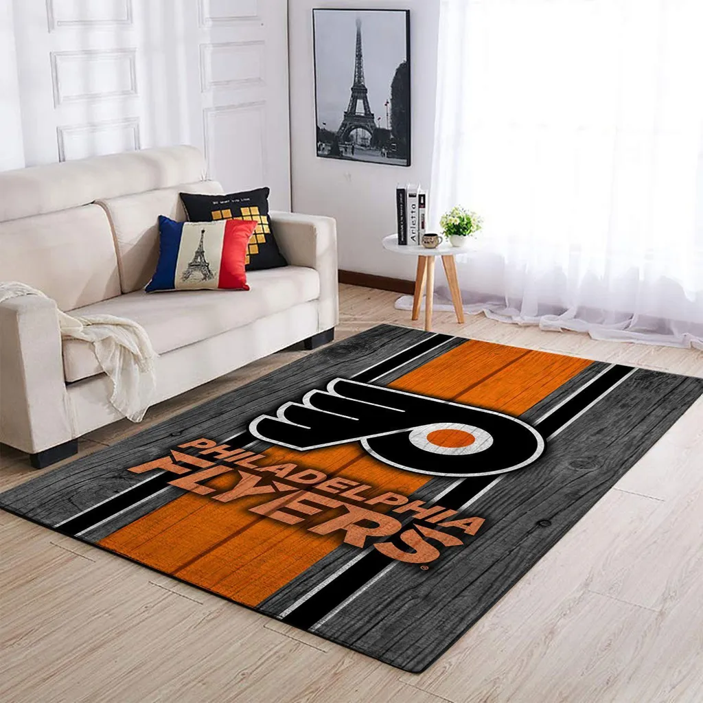 Philadelphia Flyers Rug - for Living Room Decor Black and Orange