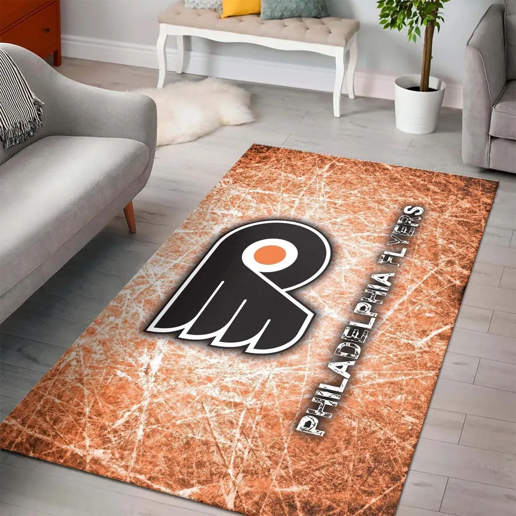 Philadelphia Flyers Rug - Perfect for Hockey Fans Black and Orange