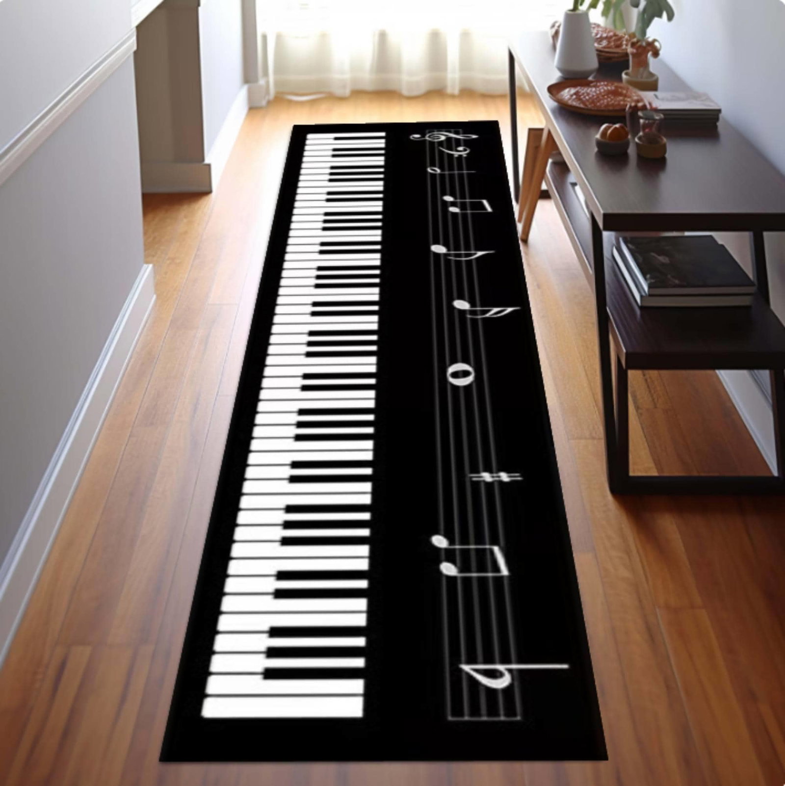 Piano Keyboard Runner Rug, Music Lover Hallway CarpetTVC1708396