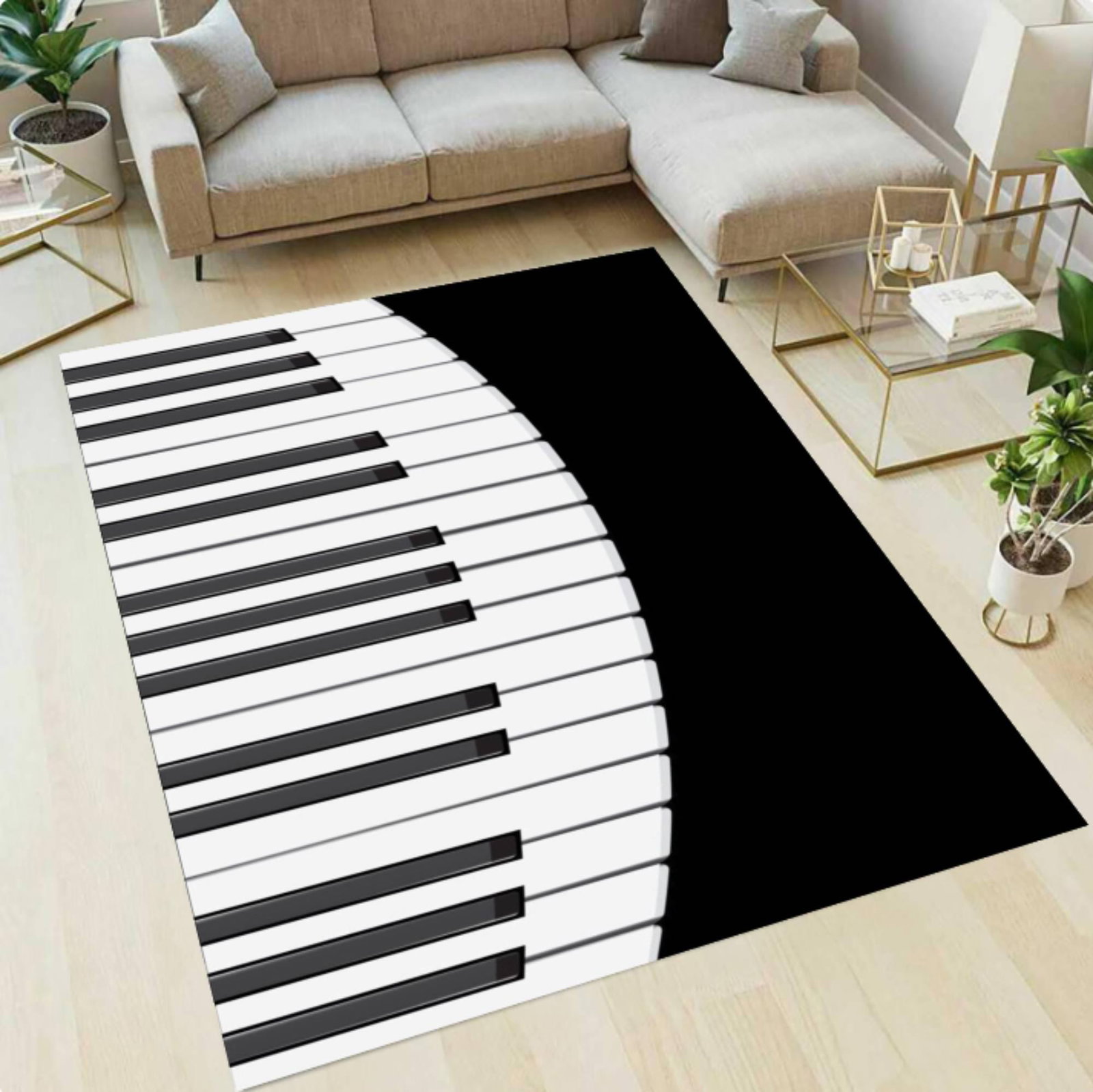 Piano Keys Area Rug, Modern Music Room DecorTVC1708390