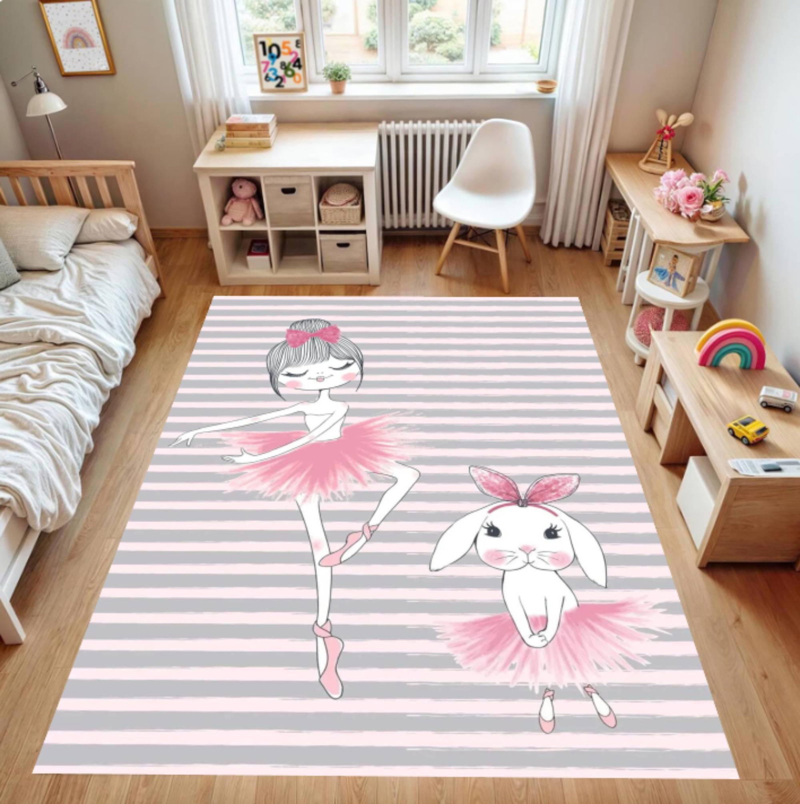 Pink Ballet and Pink Bunny RugTVC1708386