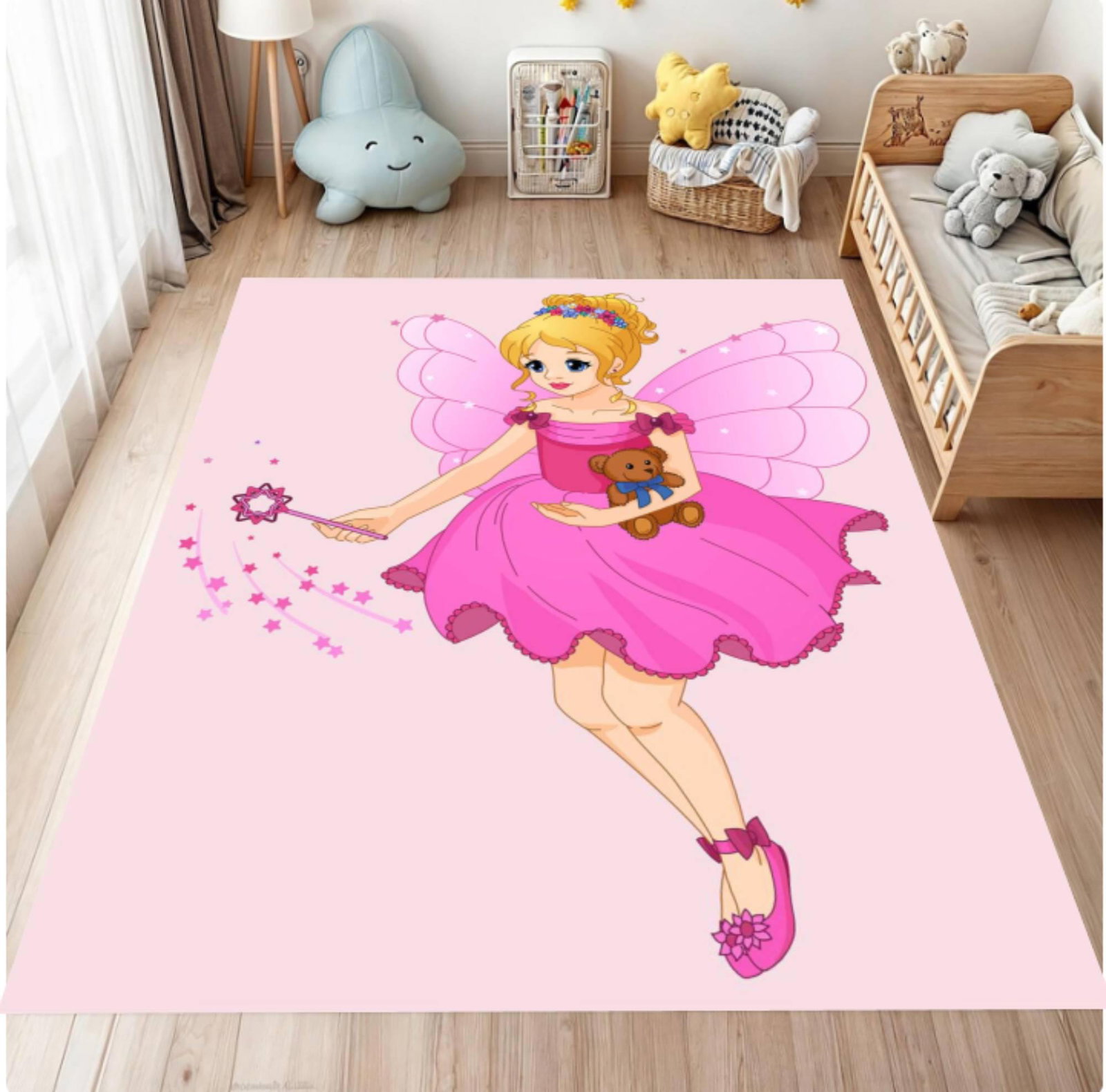 Pink FeeÃ«nprinses Rug Magical Rug Girls Room Washable Playroom MatTVC1708374