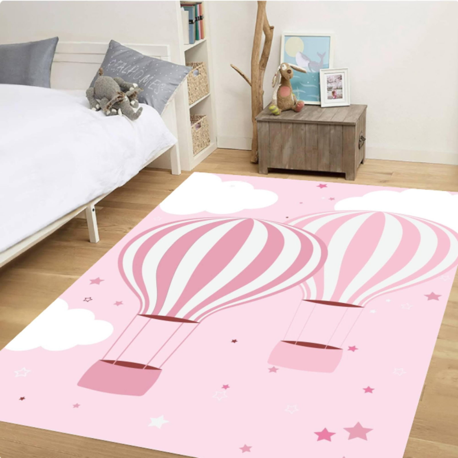Pink Hot Air Balloon Rug - Kids Room RugsTVC1708389