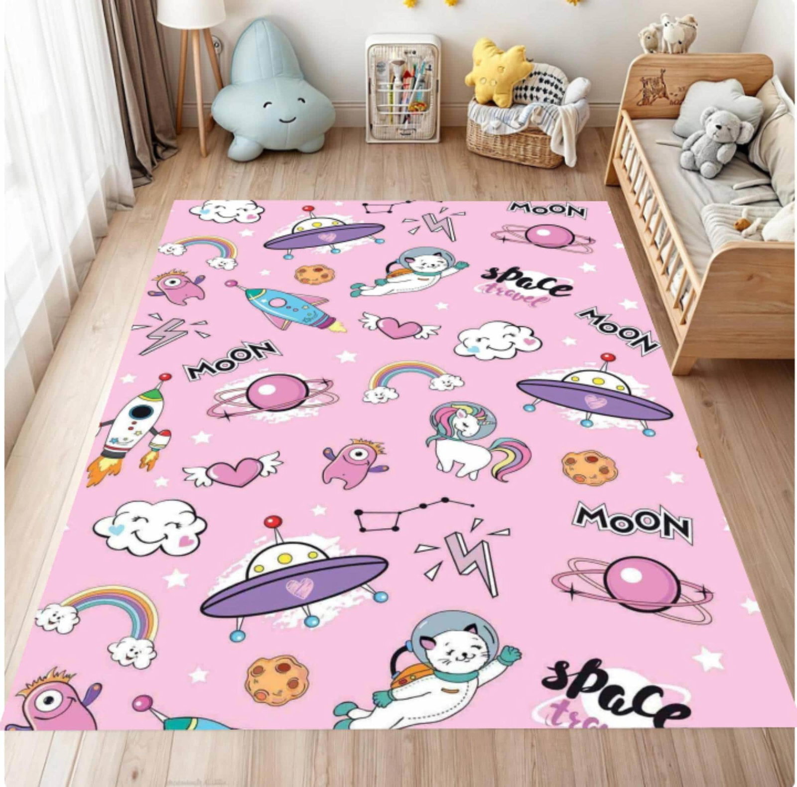 Pink Space Unicorn-kinderkleed Nursery Decor Galaxy Washable Playroom MatTVC1708373
