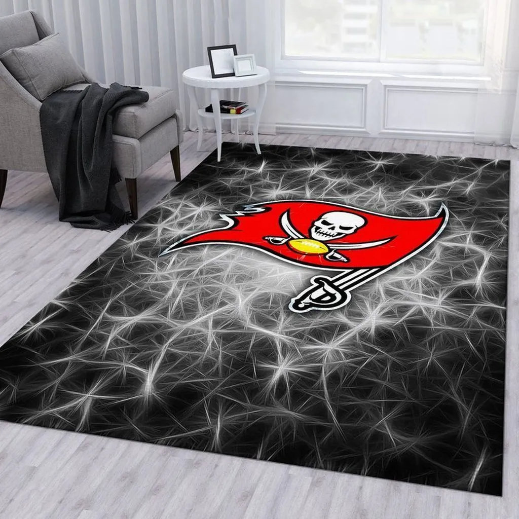 Pirate Flag Rug Modern Abstract Area Carpet for Living Room Black and Red