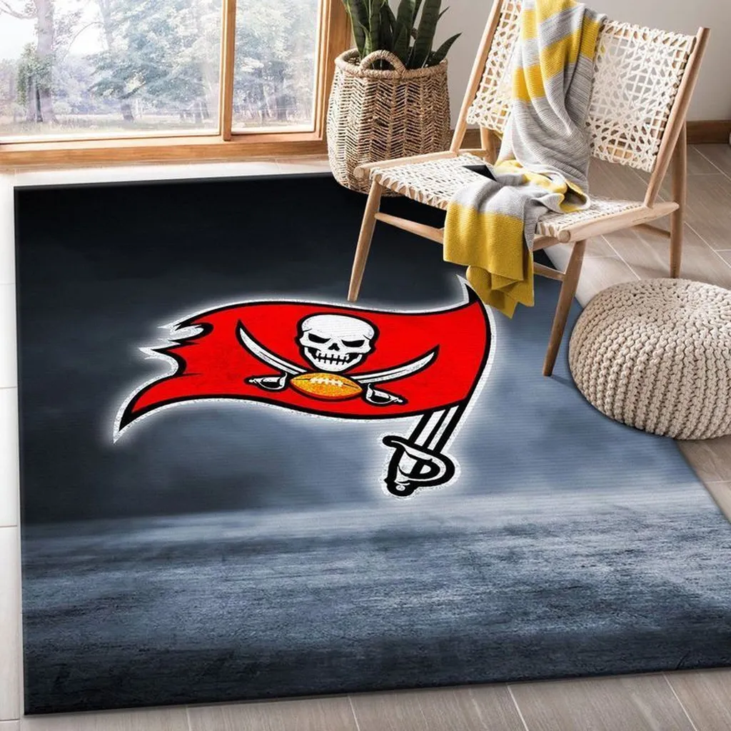 Pirate Flag Rug with Skull and Crossed Swords Design Black and Red