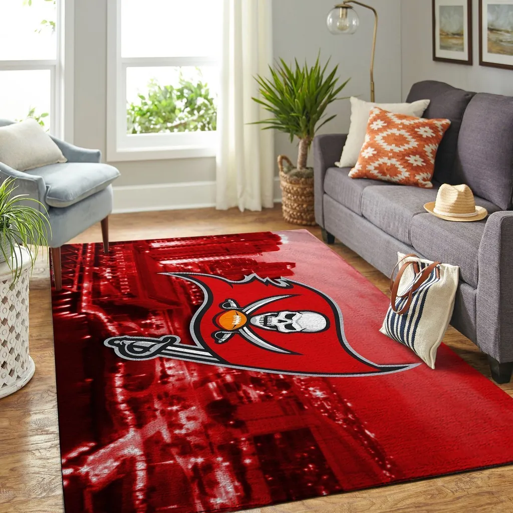 Pirate Skull Flag Area Rug for Living Room Decor Black and Red