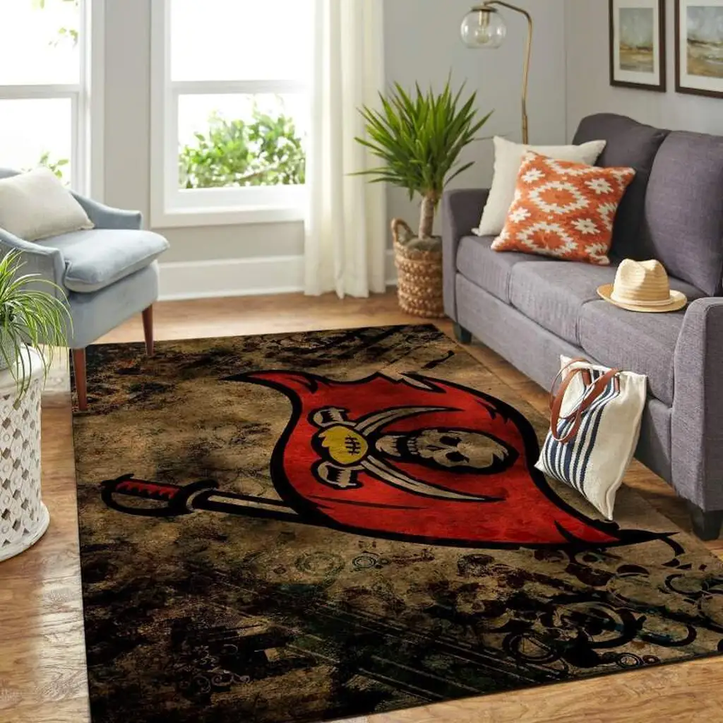 Pirate Skull Rug 60x80 Inches Living Room Decor Red and Brown