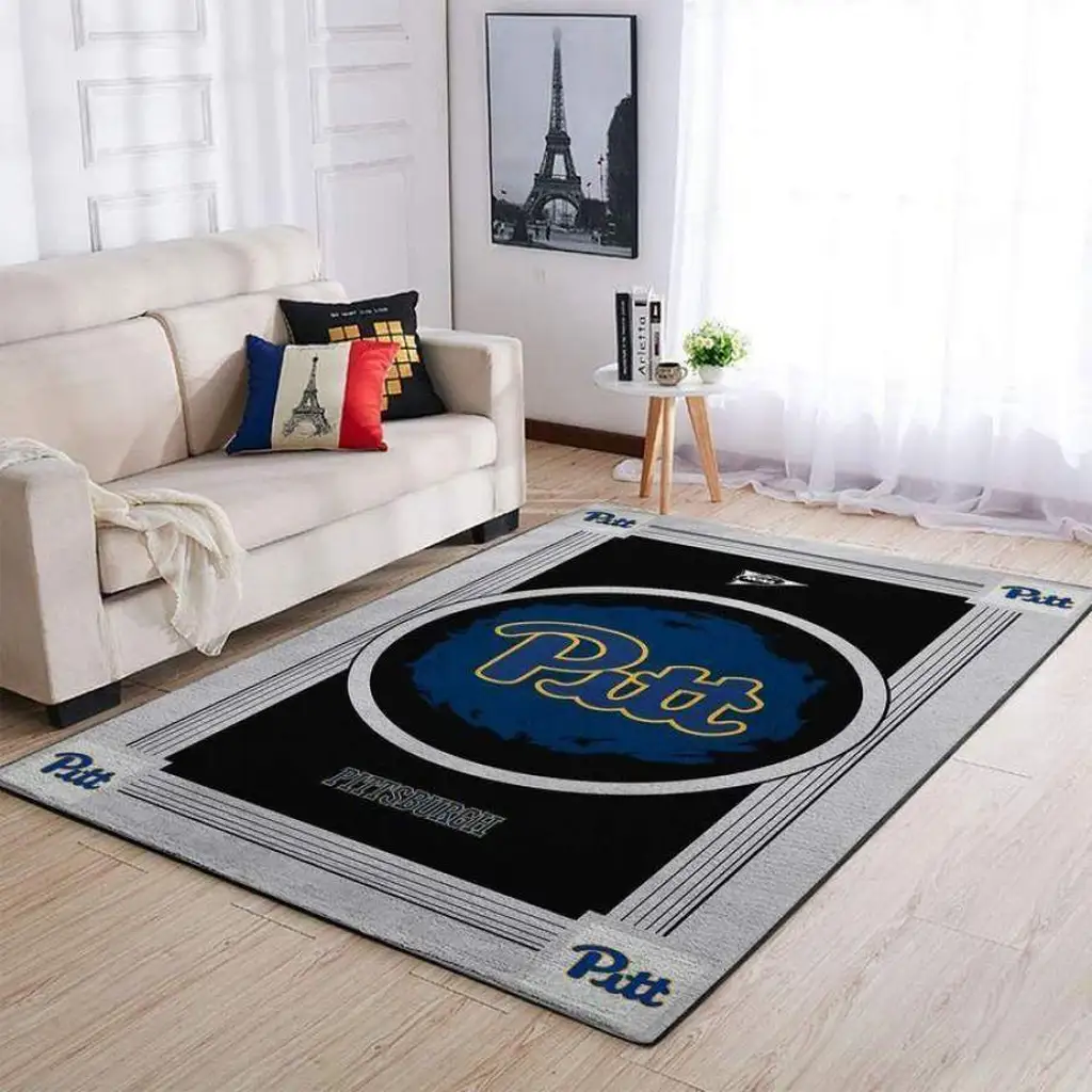 Pitt Pittsburgh Logo Area Rug for Living Room Decor Black and Blue