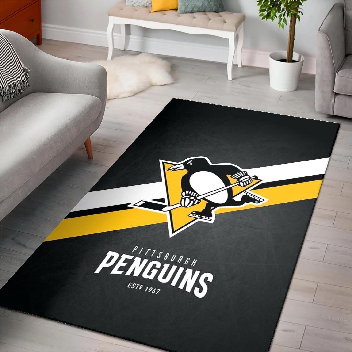 Pittsburgh Penguins Nhl Ice Hockey Living Room Rug Regtangle Carpet 200228