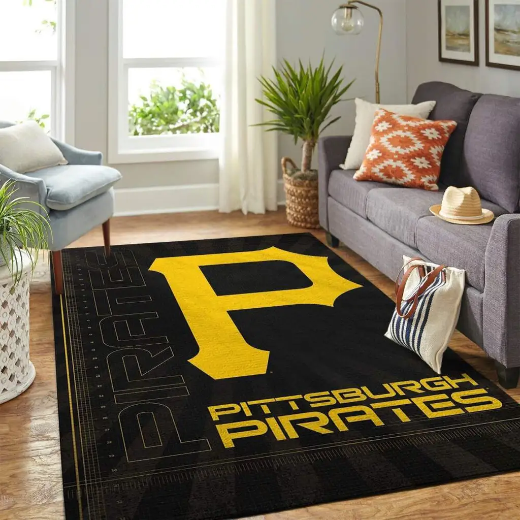 Pittsburgh Pirates Rug - Sports for Living Room Decor Black and Yellow