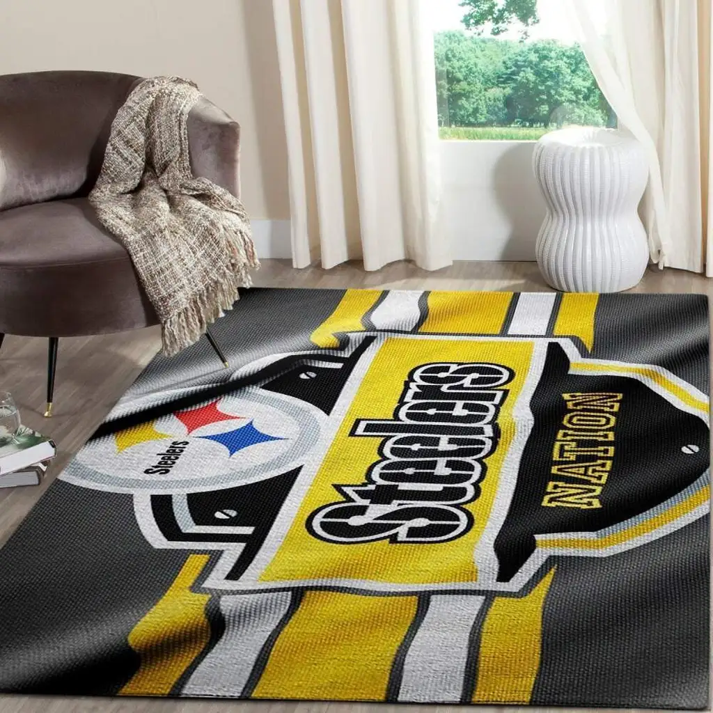 Pittsburgh Steelers Rug - Area Perfect for Game Room Decor Black and Yellow