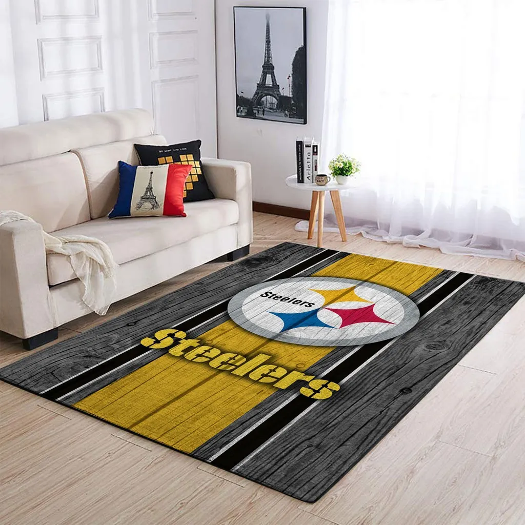 Pittsburgh Steelers Rug - Area Sports Team Carpet Black and Yellow