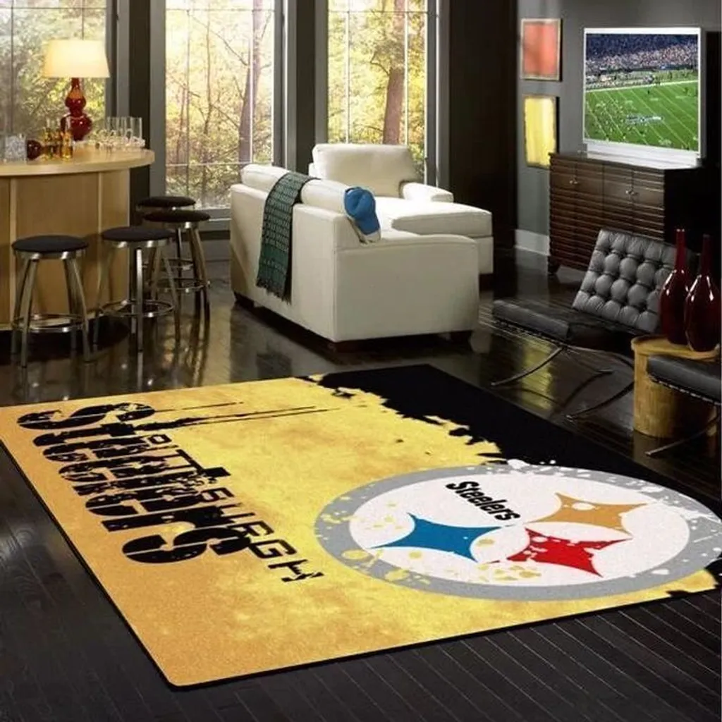 Pittsburgh Steelers Rug - Football Team Area Black and Yellow