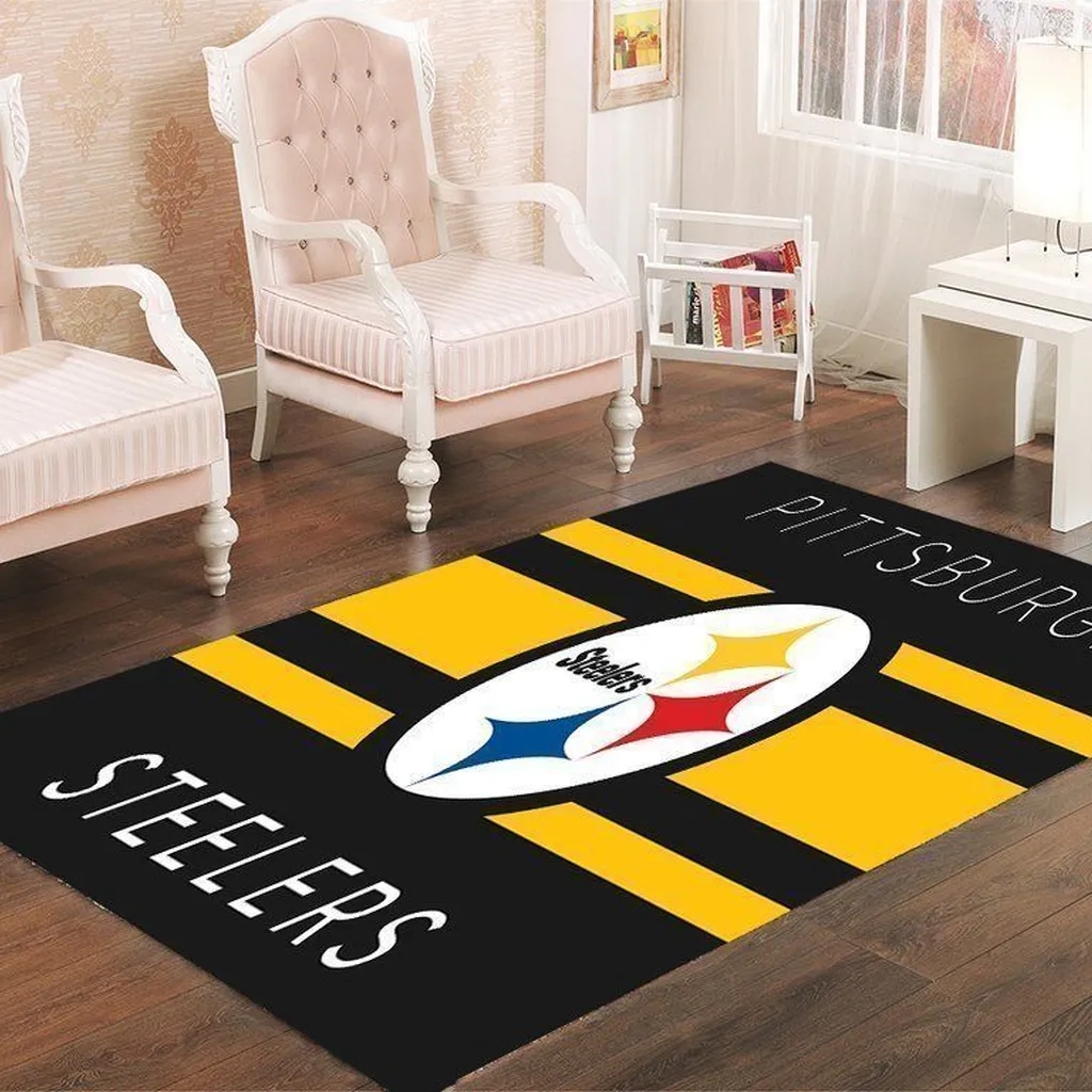 Pittsburgh Steelers Rug - Perfect for Sports Fans Black and Yellow