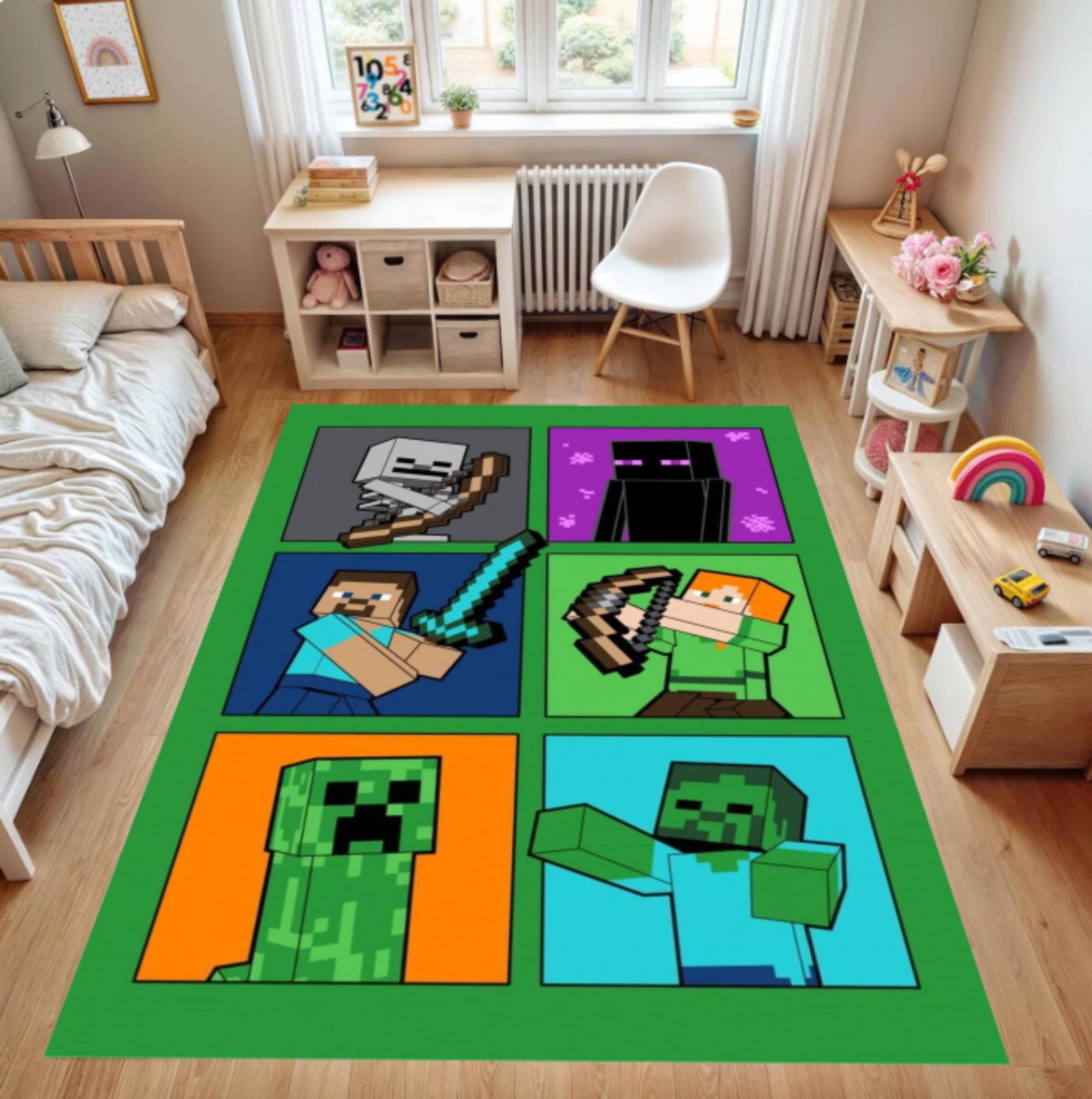 Pixel Game Kids Rug, Washable Gamer Playroom CarpetTVC1708397