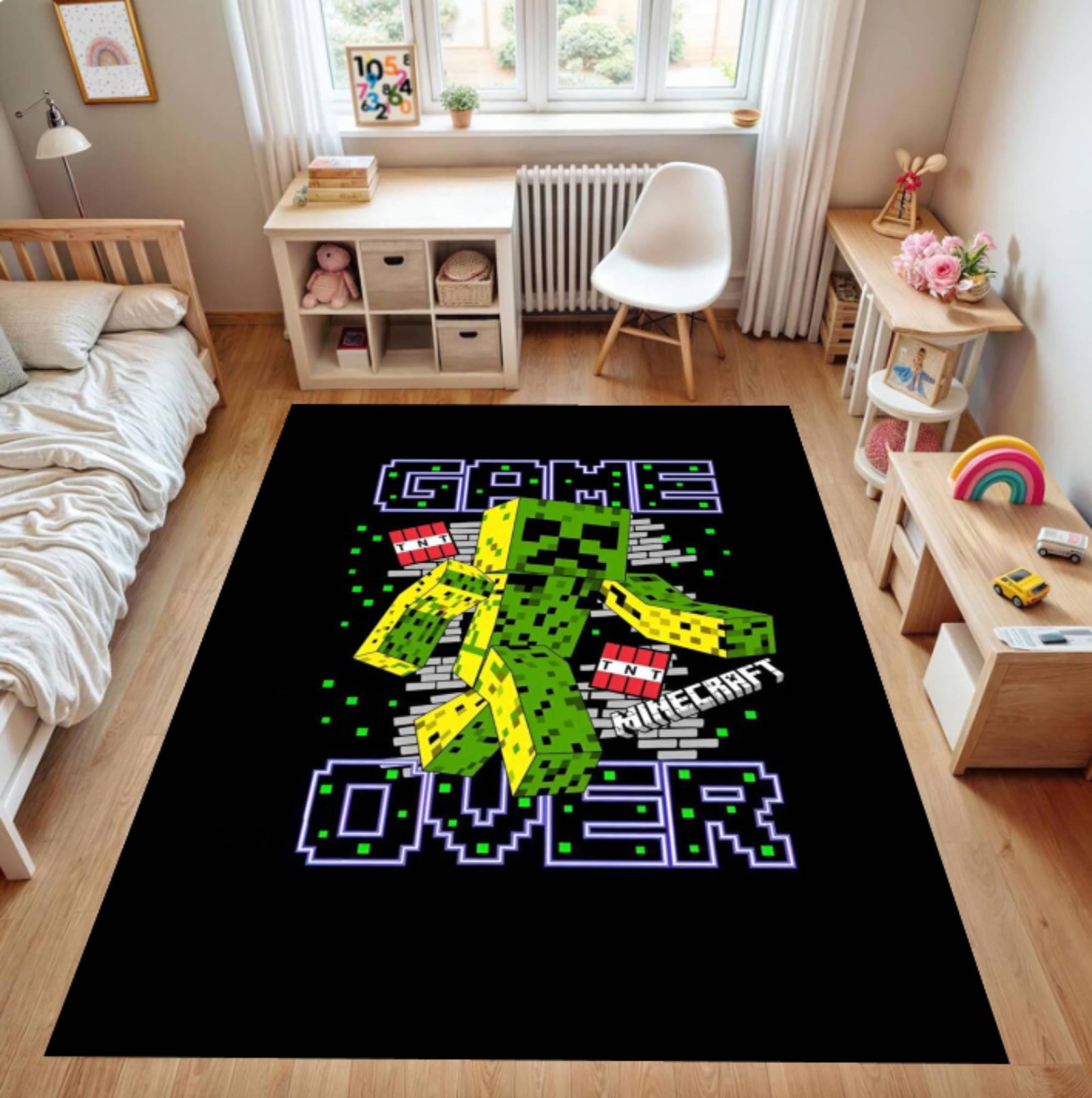 Pixel Monster "Game Over" Rug, Kids Playroom CarpetTVC1708392