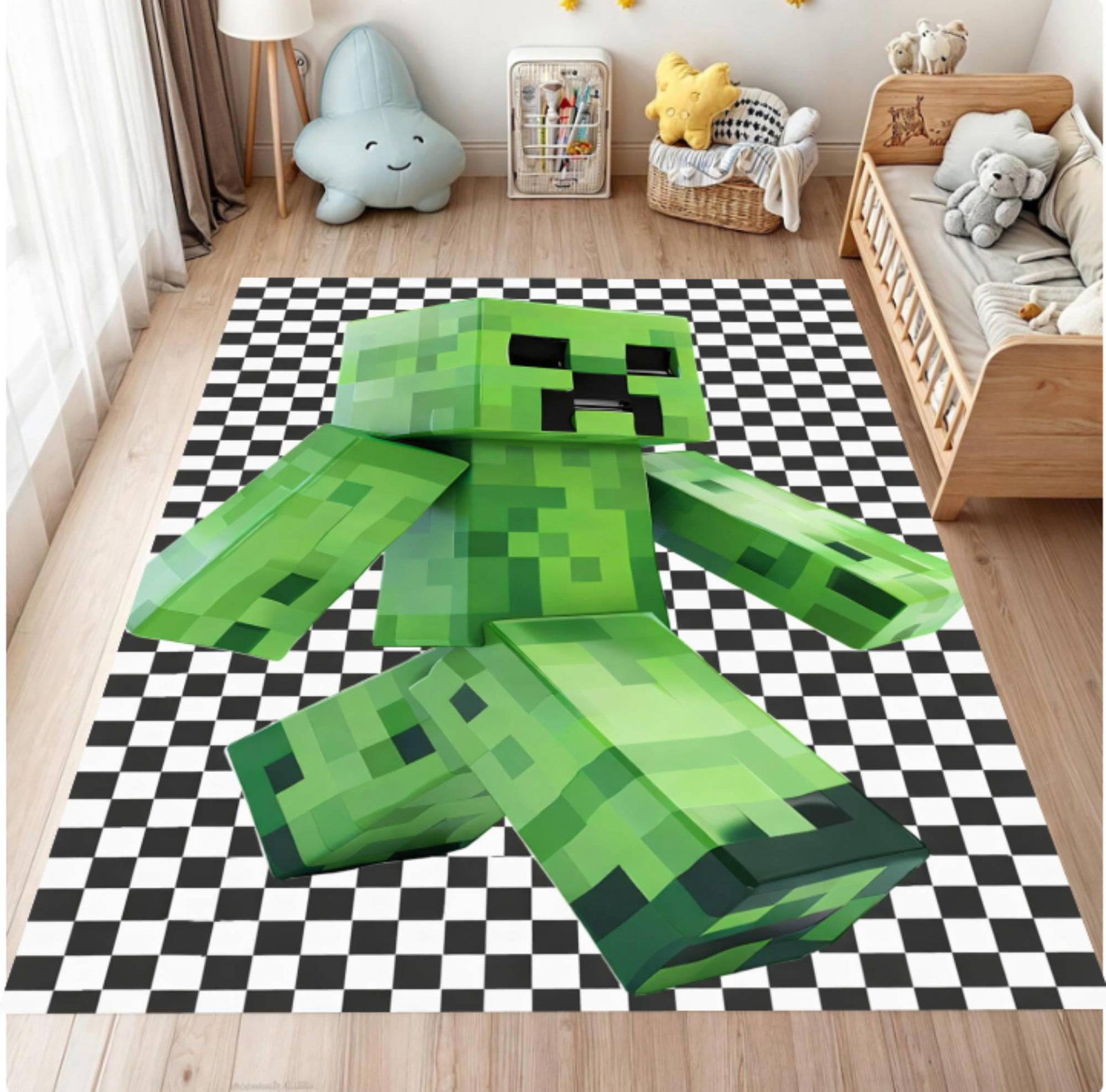 Pixel Monster Kids Rug on Gamer Inspired Playroom Rug BlockTVC1708366