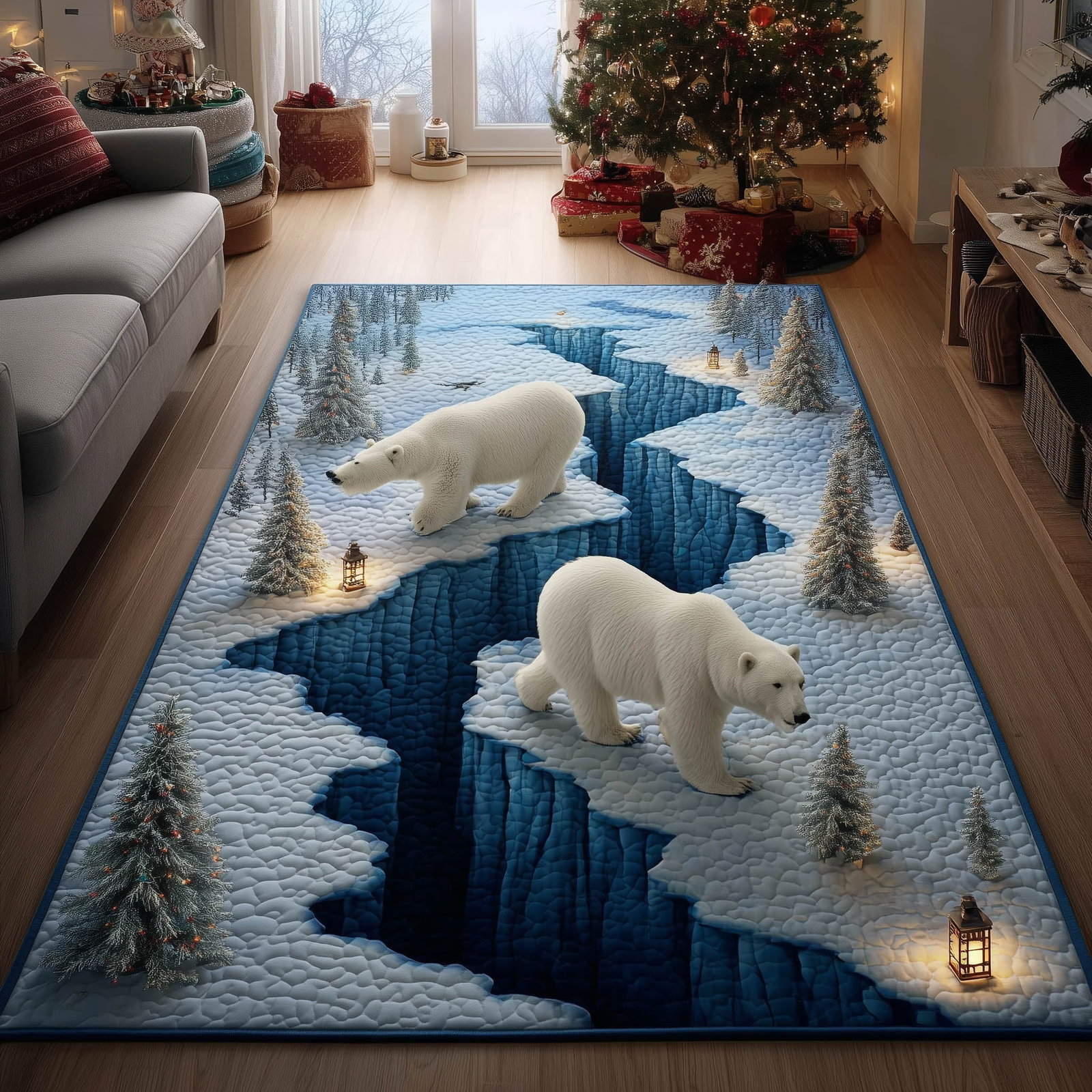 Polar Cubs Area Rug - Non-Slip Washable 3D Print Rug for Living Room & BedroomTVC2108157