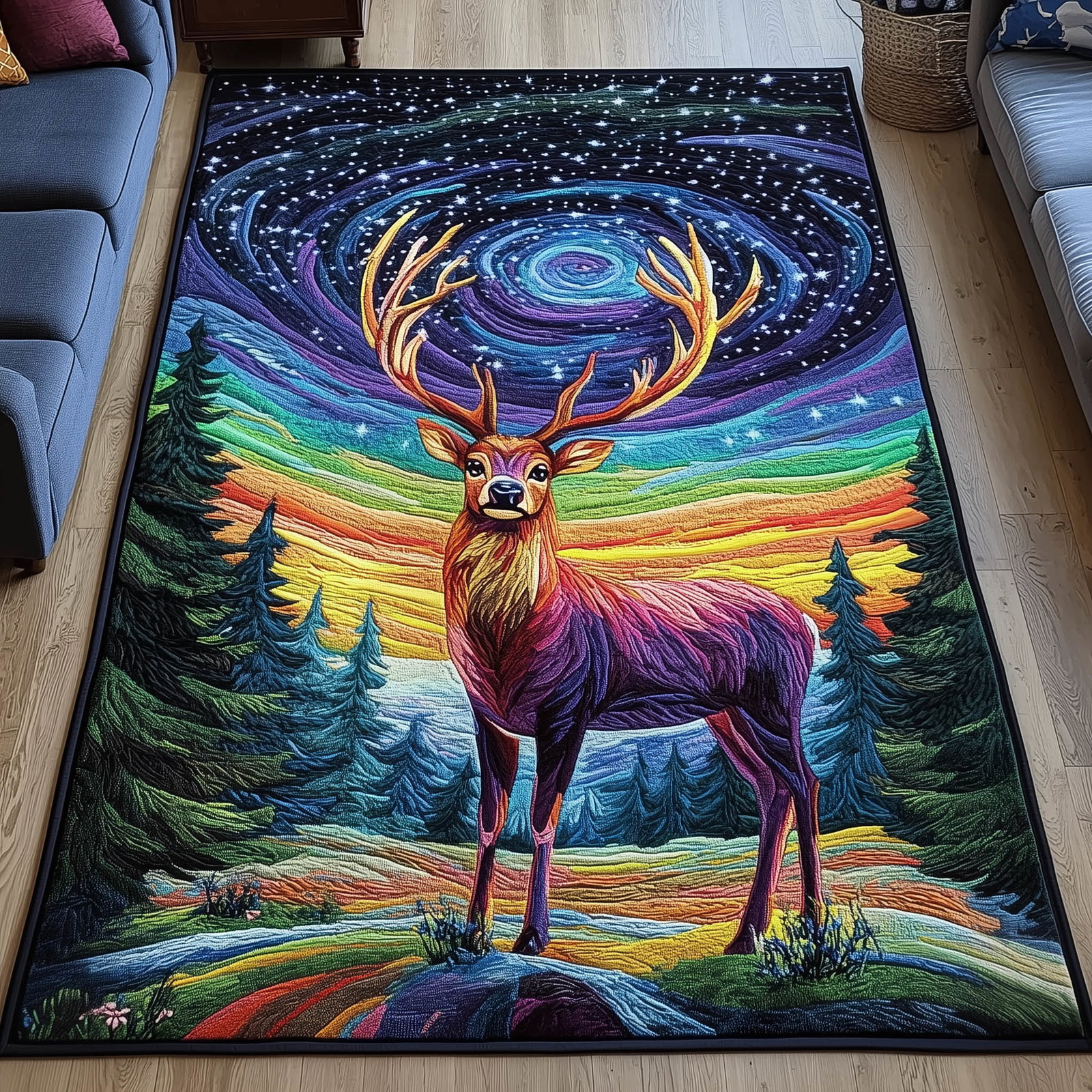 Polar Shimmer Area Rug - Non-Slip Washable 3D Print Rug for Living Room & Bedroom (DesignTVC2108191