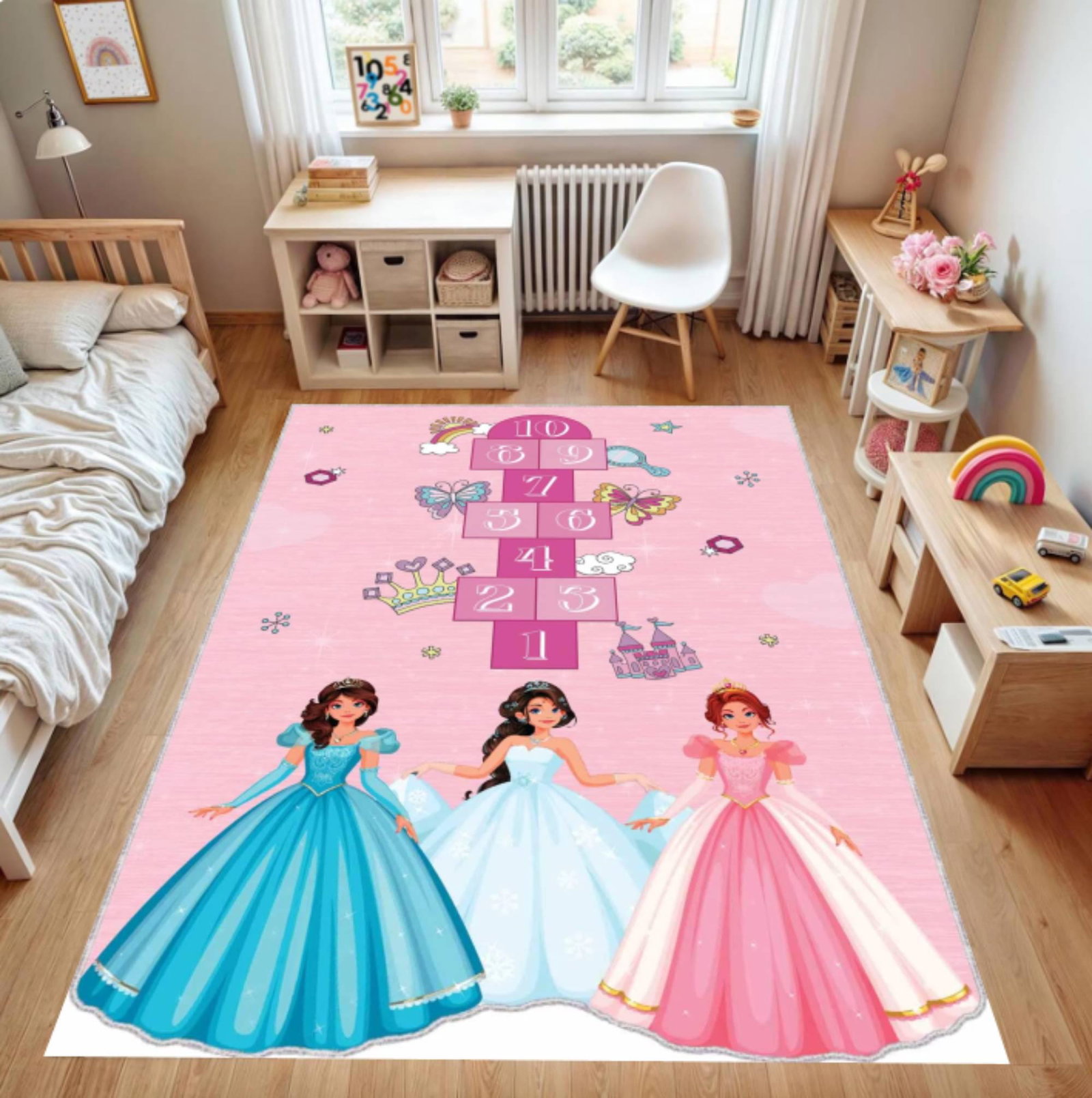 Princess Themed Hopscotch Mat - Kids Room RugsTVC1708385