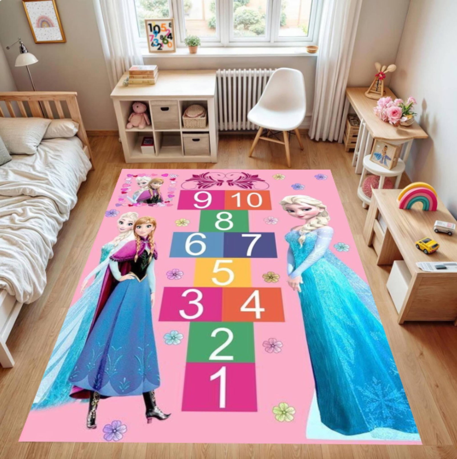 Princess Themed Hopscotch Rug- Kids Room RugsTVC1708390