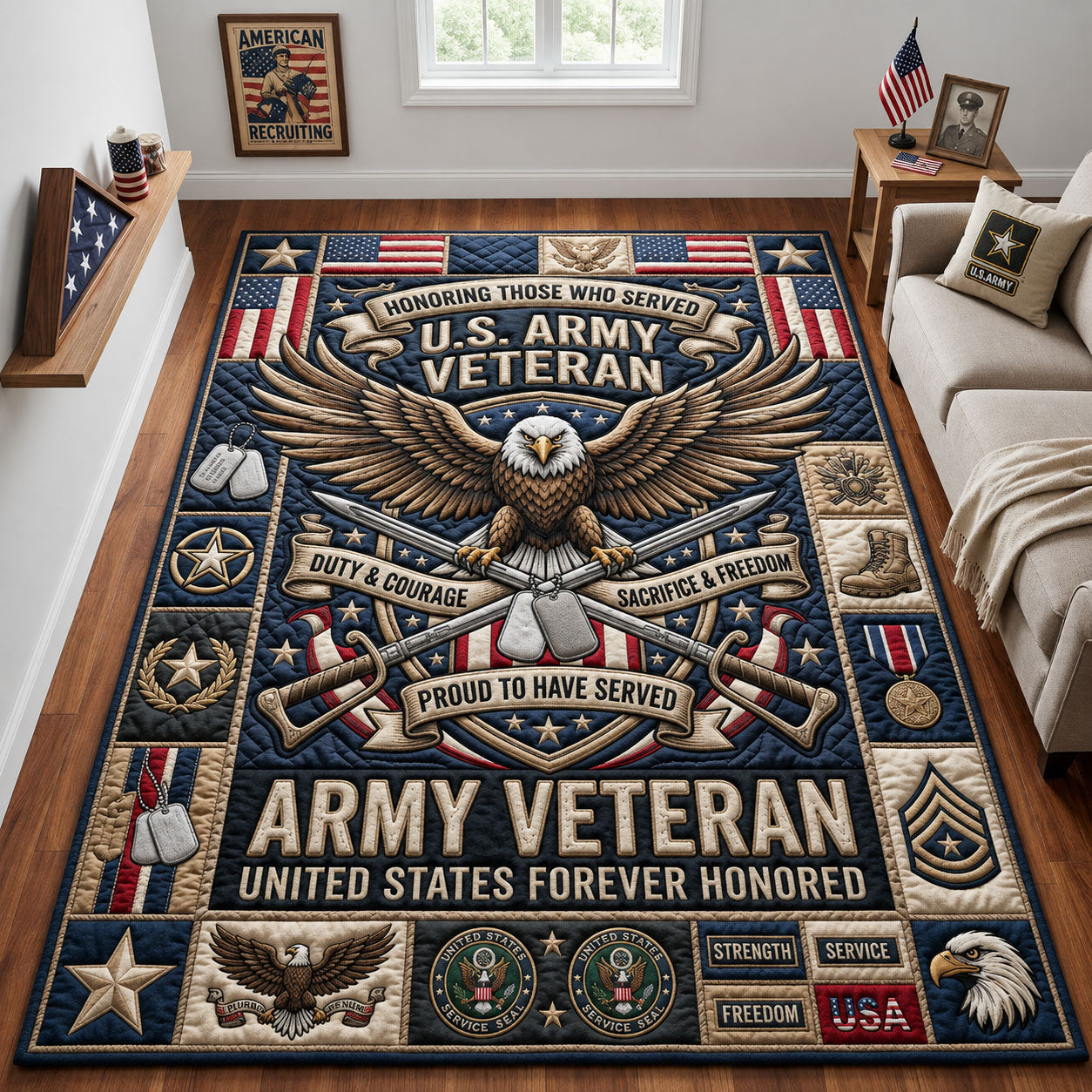 Proud To Have Served Area Rug - Non-Slip Washable 3D Print Rug for Living Room & BedroomTVC2108989