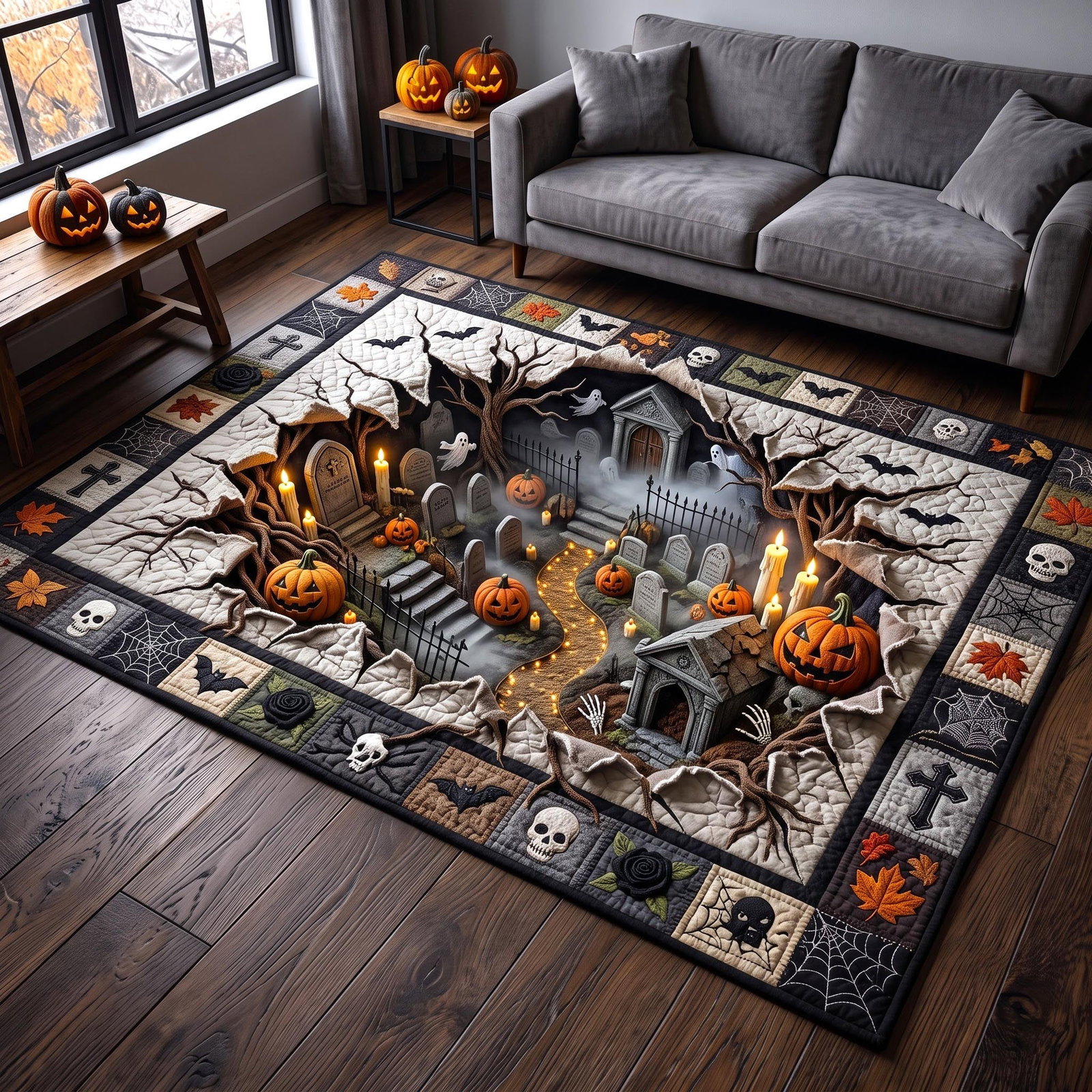 Pumpkin Abyss Halloween Area Rug - Non-Slip Washable 3D Print Rug for Living Room & BedroomTVC2108157
